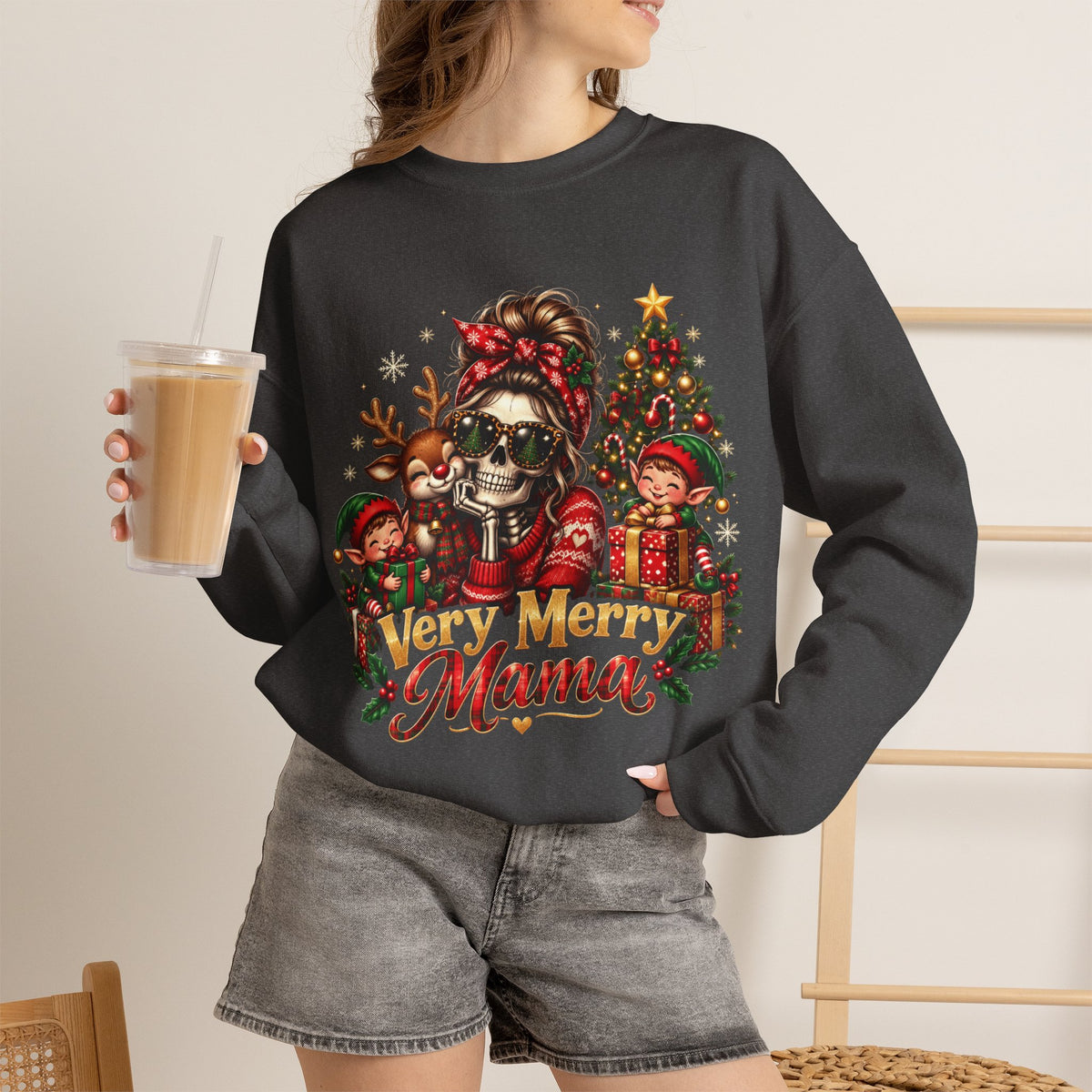 Very Merry Mama Christmas Family Design Sweatshirt