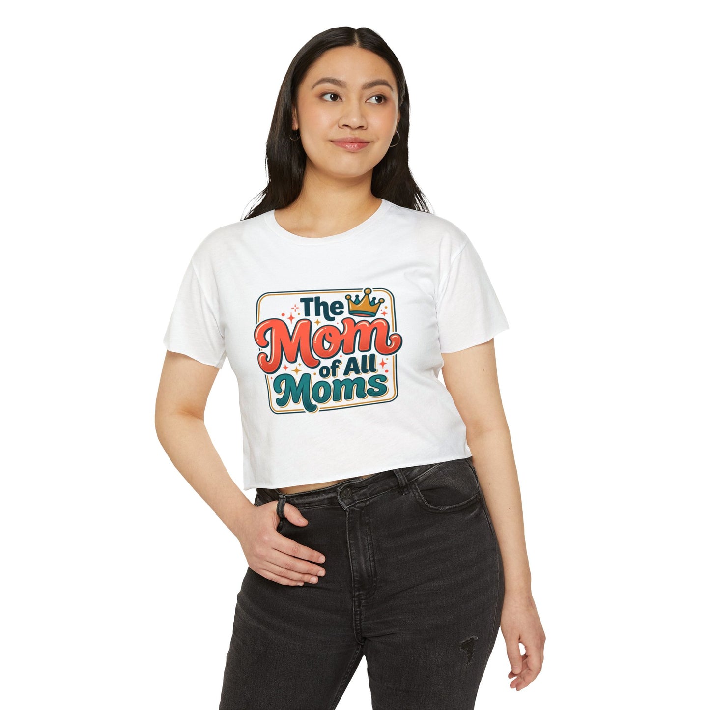 Crop Top — "The Mom of All Moms" Retro Mother's Day Graphic