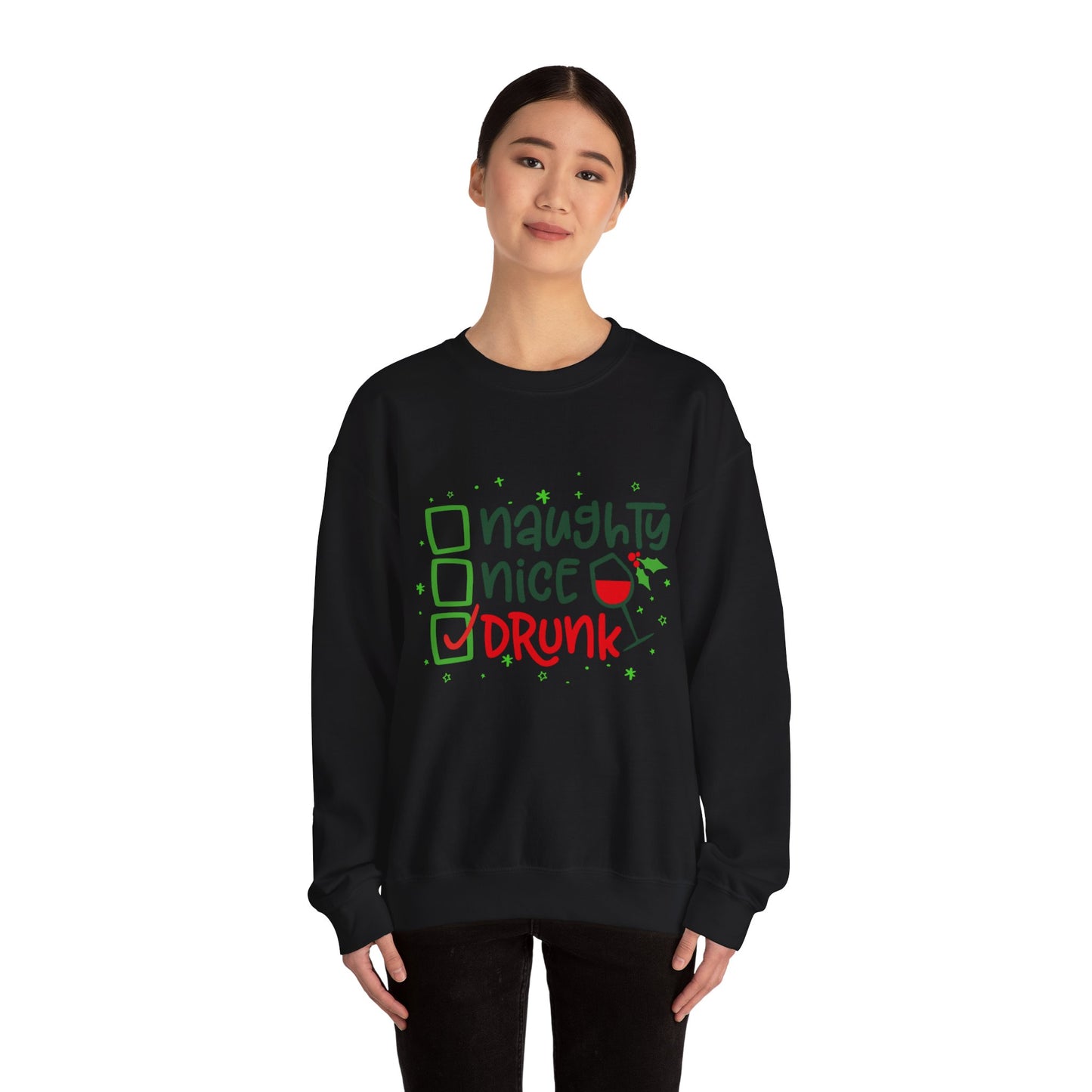 Naughty Nice Drunk Sweatshirt - Unisex Holiday Crewneck