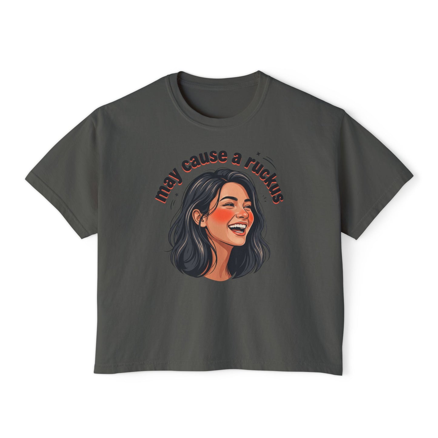 may cause a ruckus tee | laughing woman illustration