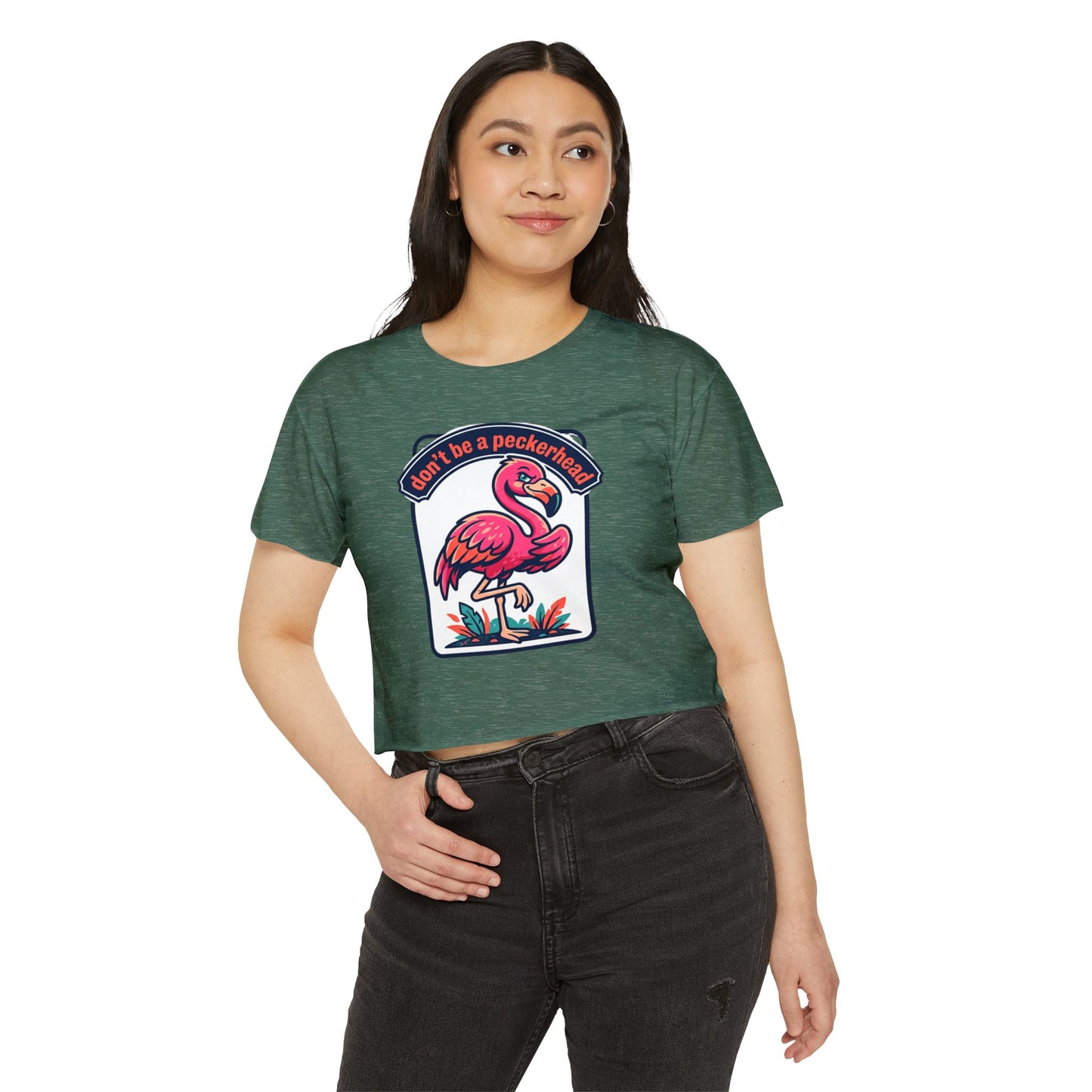 Flamingo 'Don't Be a Peckerhead' Festival Crop Top