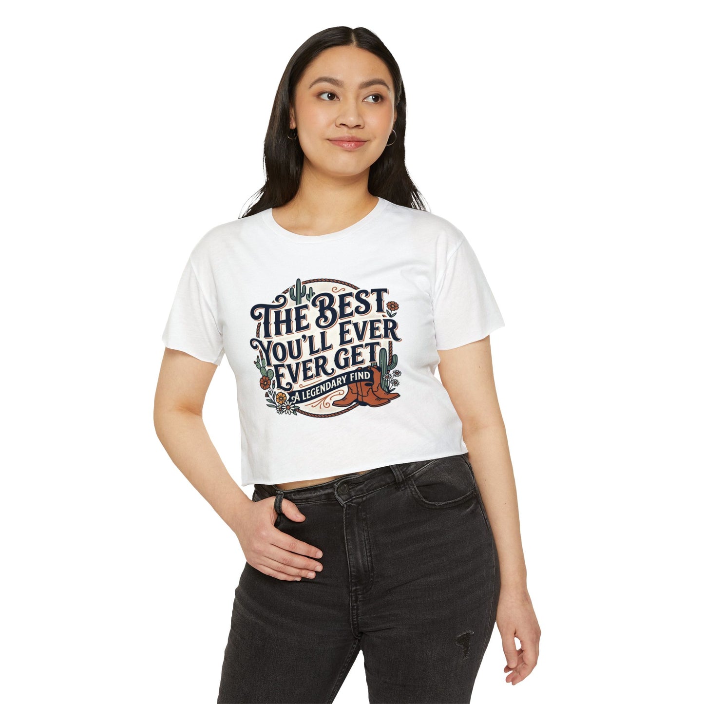 Women's Festival Crop Top — "The Best You'll Ever Get" Floral Boho Graphic