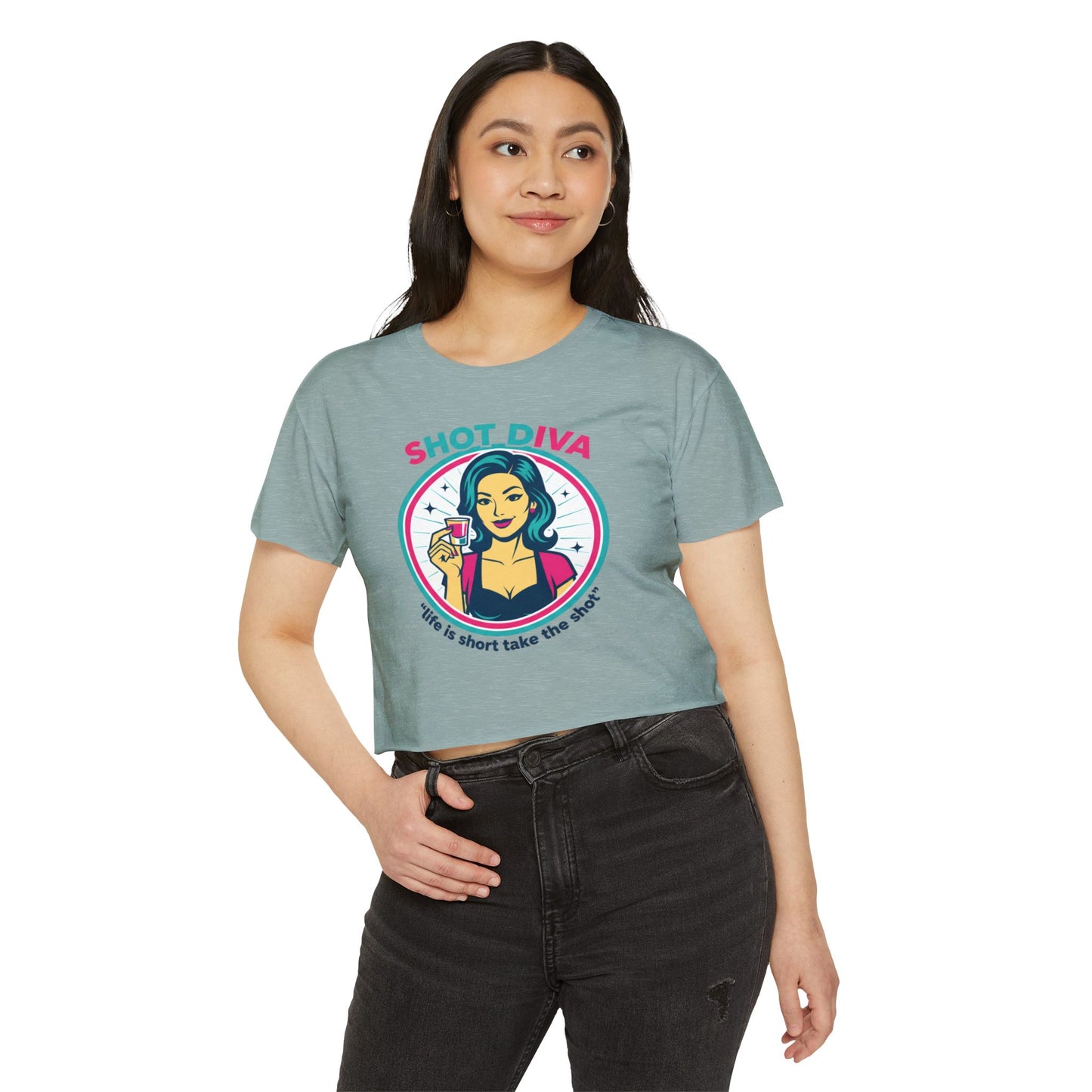 Shot Diva Bartender Crop Top | Festival Bartender Graphic