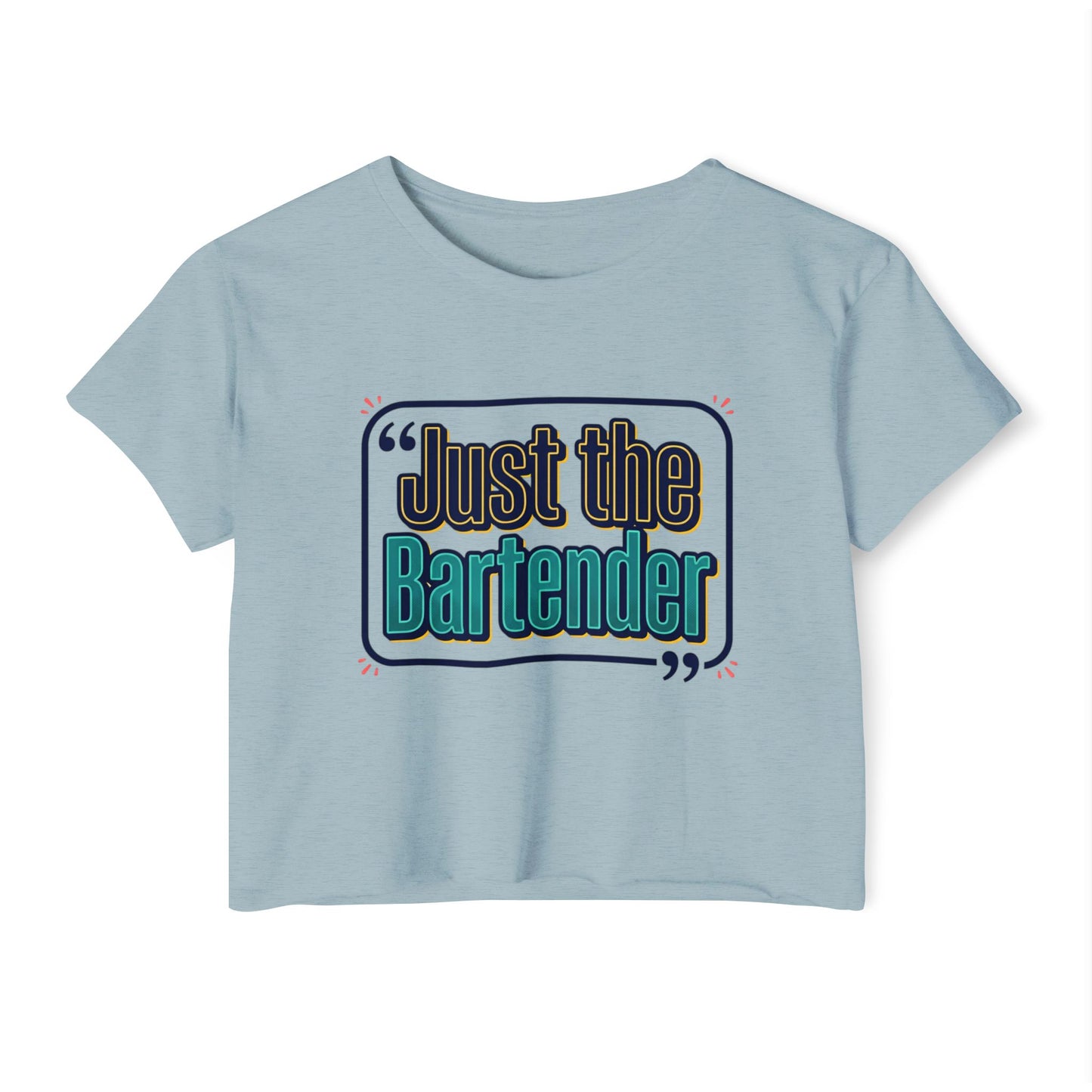 Crop Top — "Just the Bartender" Retro Graphic Festival Tee