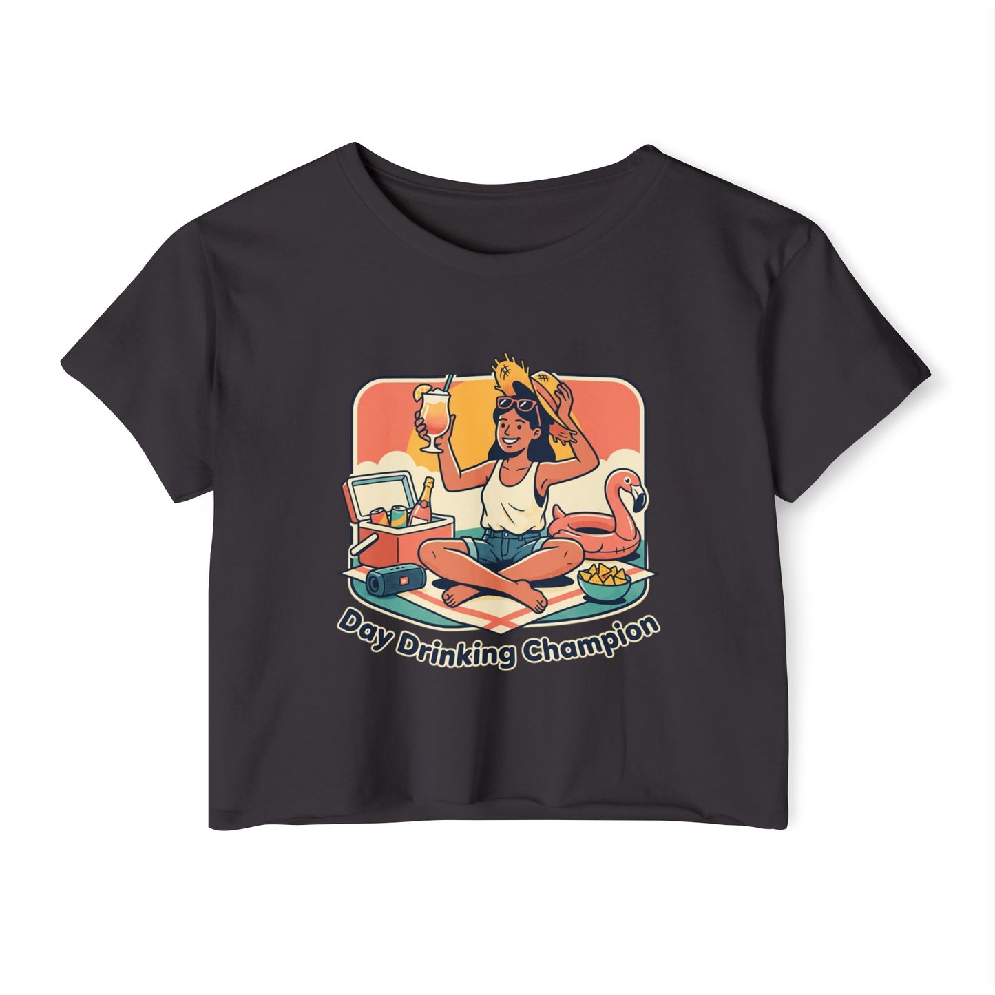 Day Drinking Champion Crop Top — Women's Festival Summer Tee