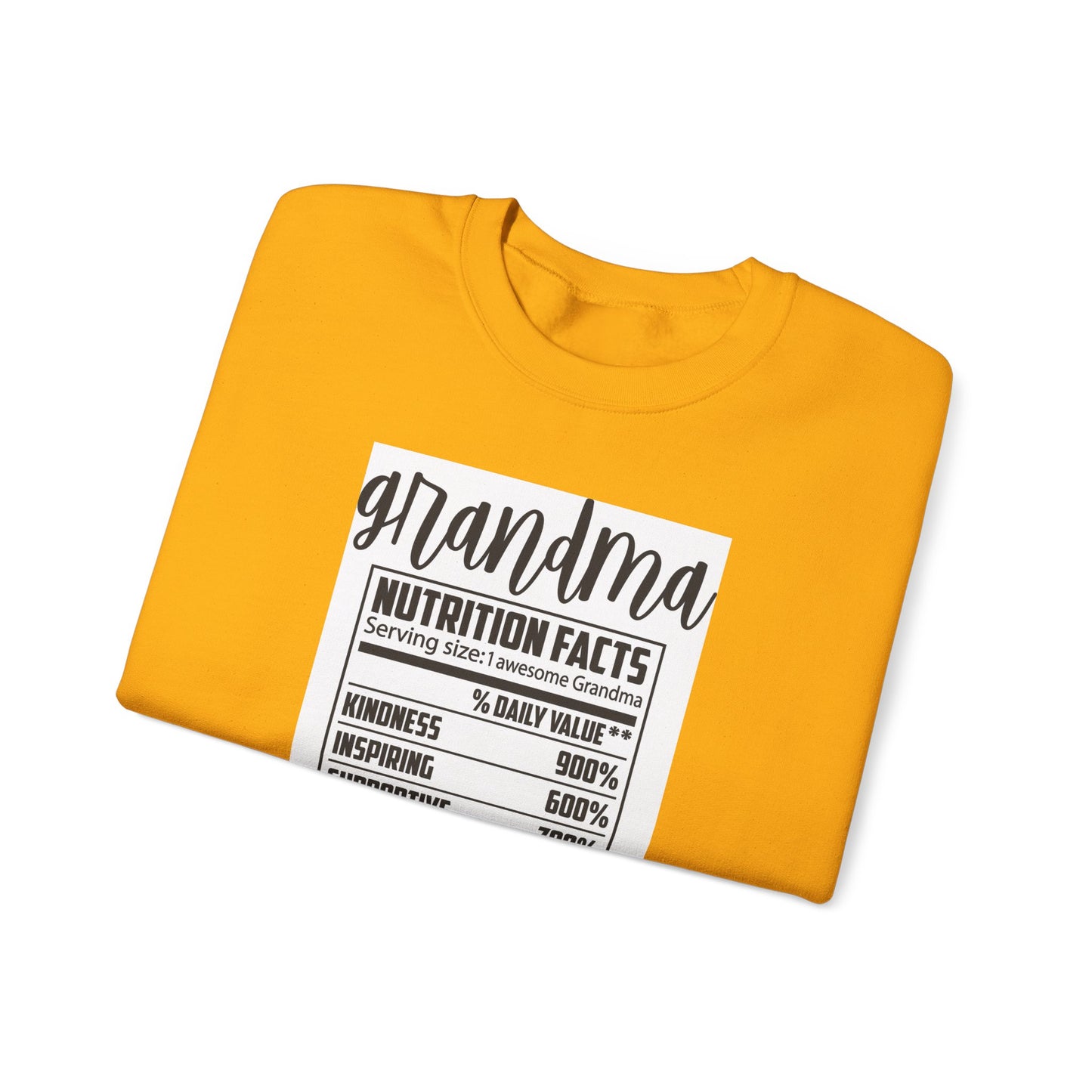 Grandma Nutrition Facts Sweatshirt - Cozy Unisex Crewneck for Family Celebrations