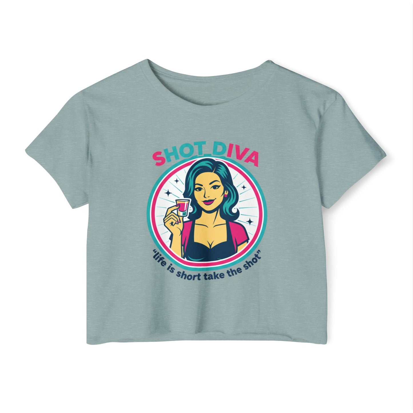 Shot Diva Bartender Crop Top | Festival Bartender Graphic