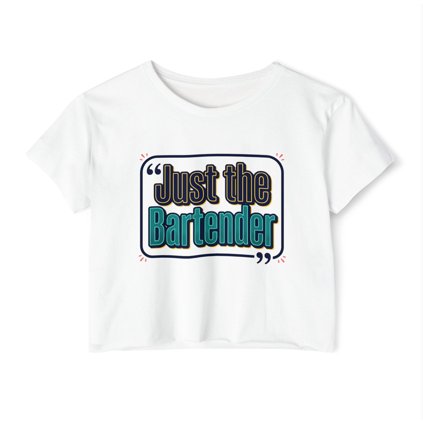 Crop Top — "Just the Bartender" Retro Graphic Festival Tee
