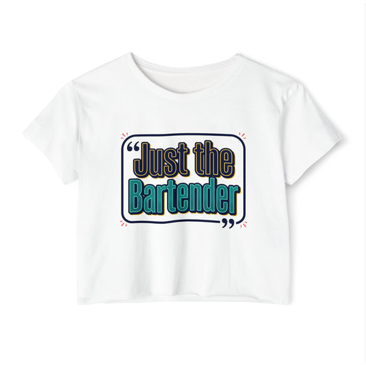 Crop Top — "Just the Bartender" Retro Graphic Festival Tee