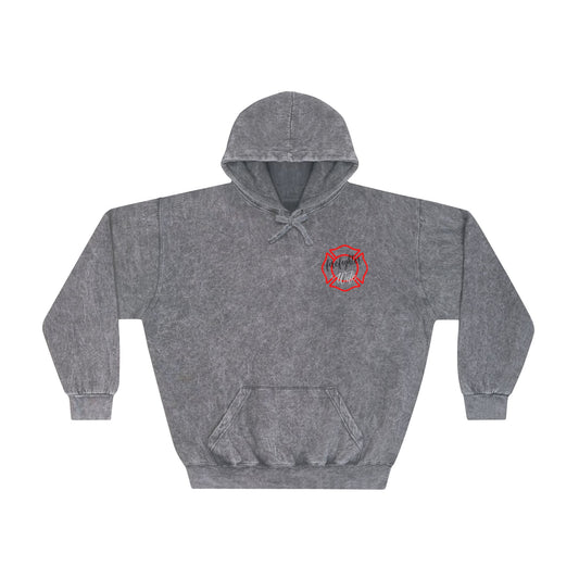 Unisex Mineral Wash Hoodie - #FIREWIFE Graphic, Stylish & Cozy Sweatshirt for Fire Wives