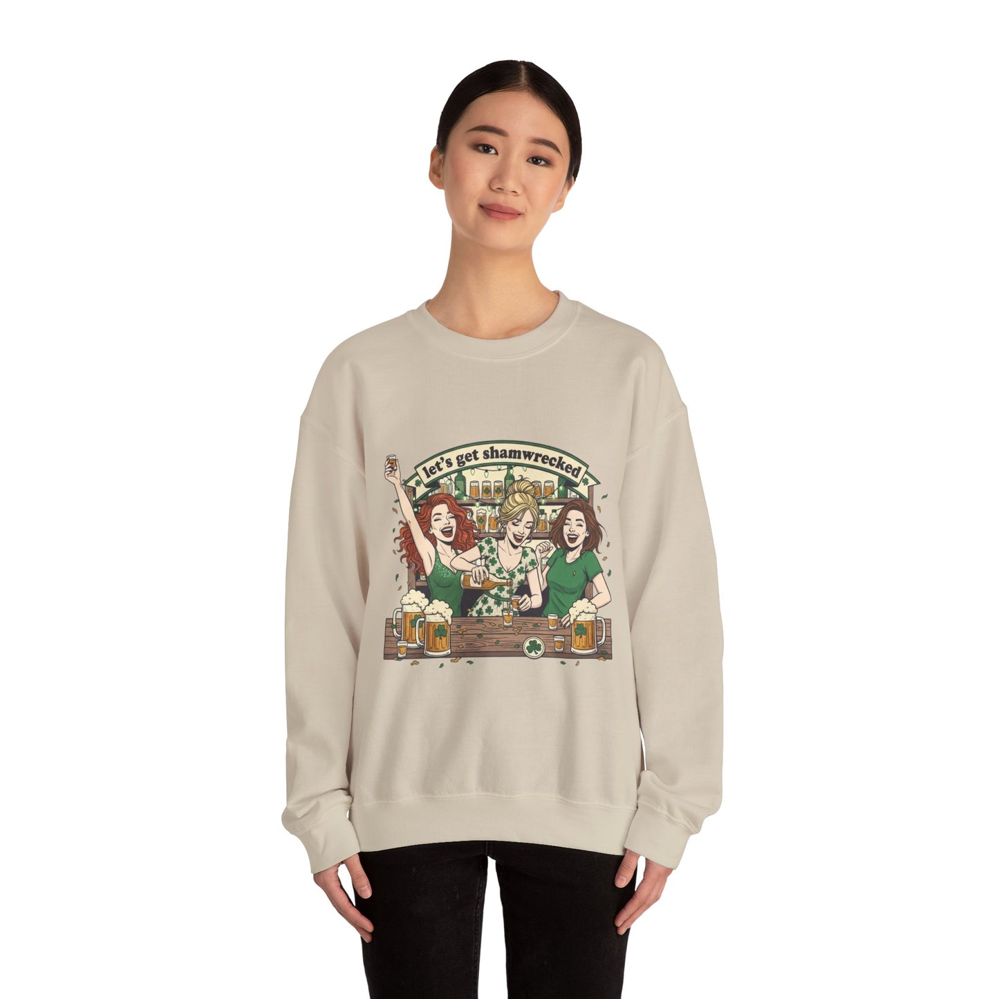 Let's Get Shamrocked Irish Pub Party Sweatshirt | St. Patrick's Day Beer Girls