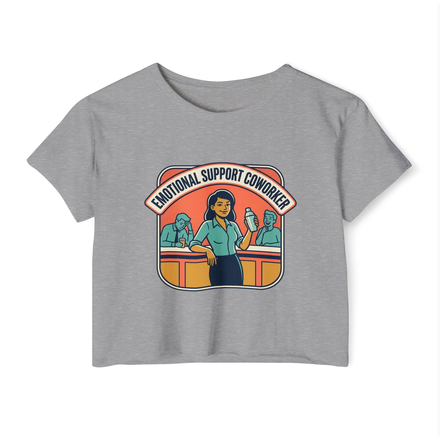Emotional Support Coworker Crop Top — Retro Office Lady Festival Tee