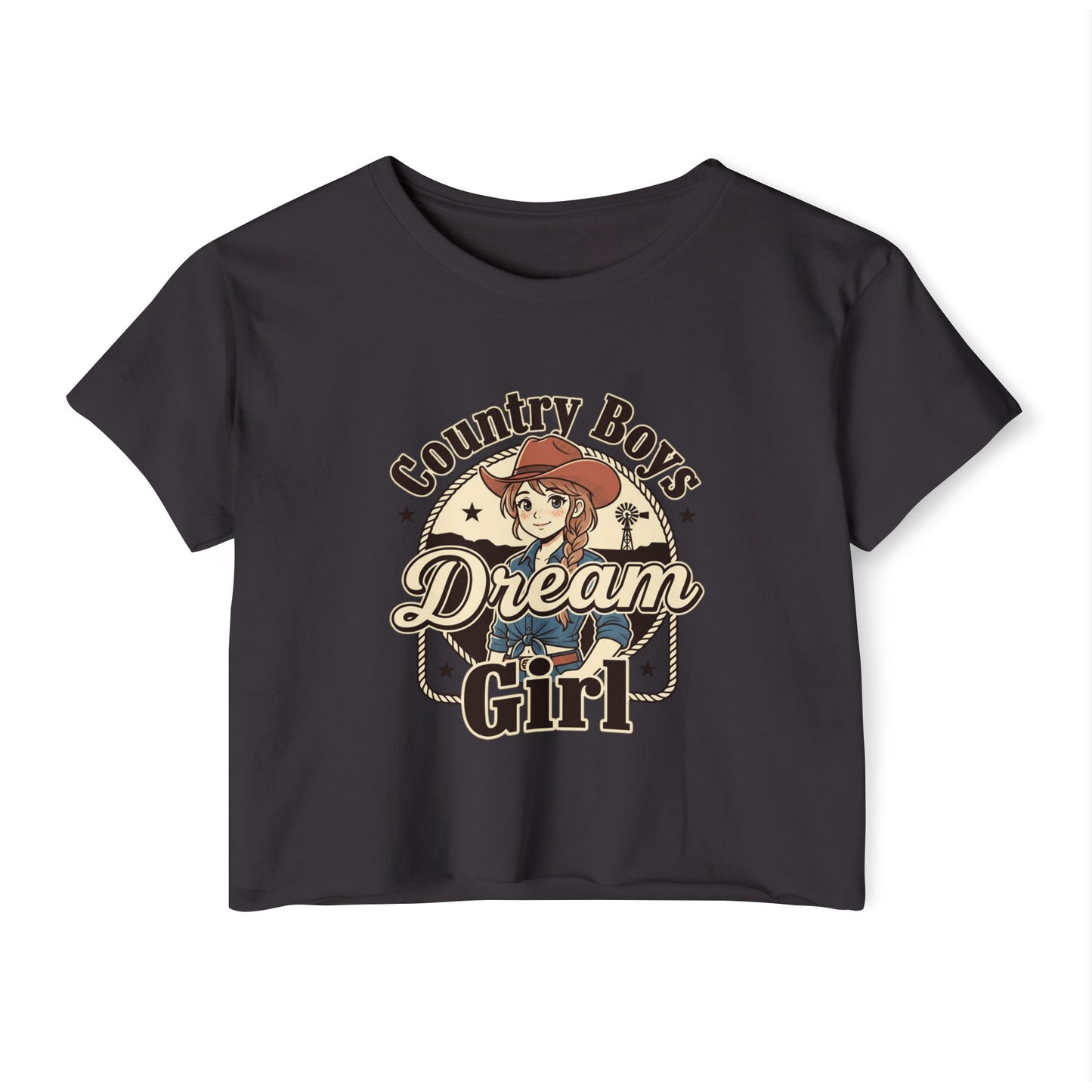 Country Boys Dream Girl Crop Top – Retro Cowgirl Festival Tee
