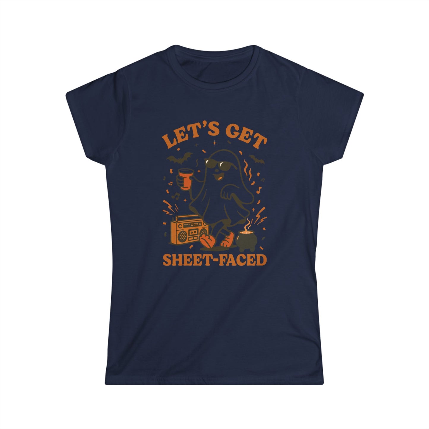 Ghost Party Women's Tee, Funny Halloween Shirt, Casual Graphic Top, Gift for Friends, Halloween Costume Alternative, Sheet-Faced Tee
