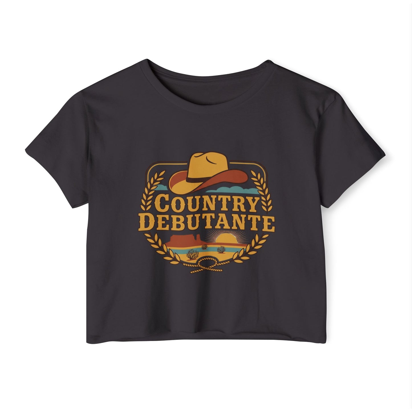 Country Debutante crop top | Cowgirl hat western logo, festival crop