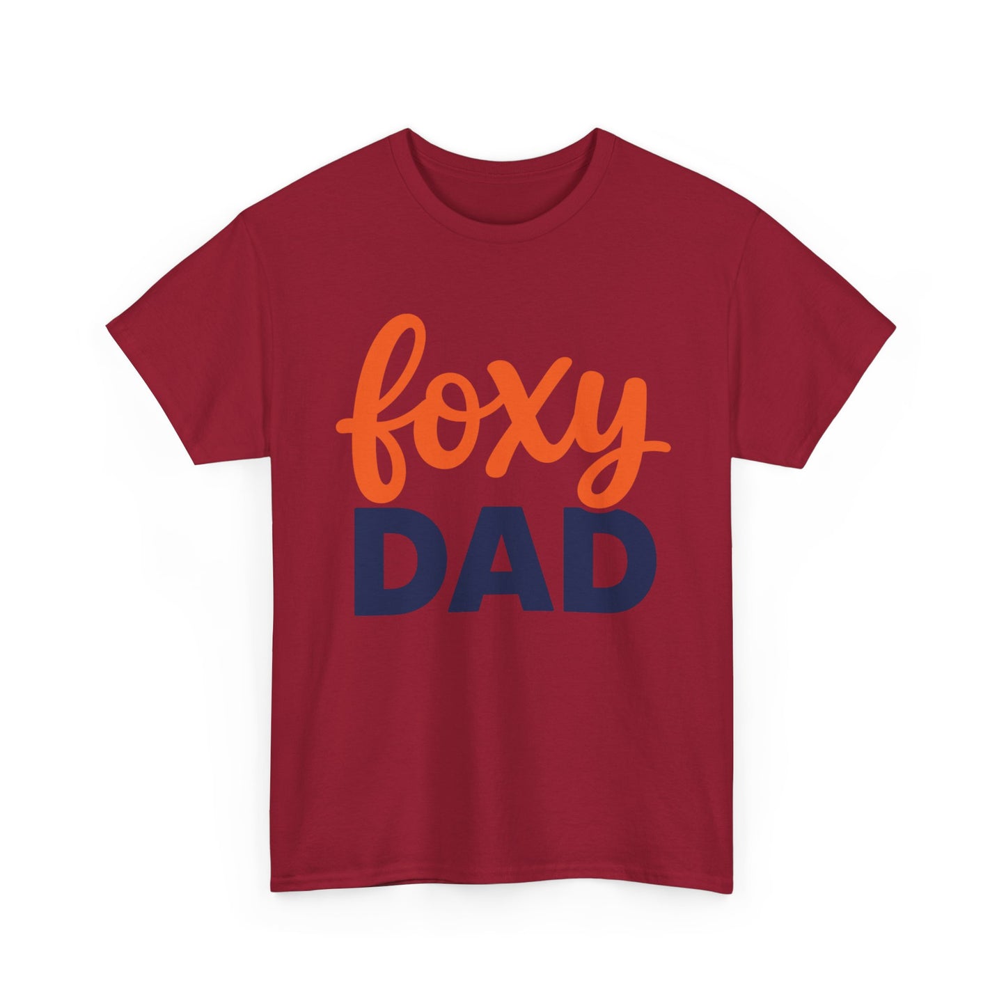 Foxy Dad T-Shirt | Dad Typography Tee, Orange Script Navy Bold
