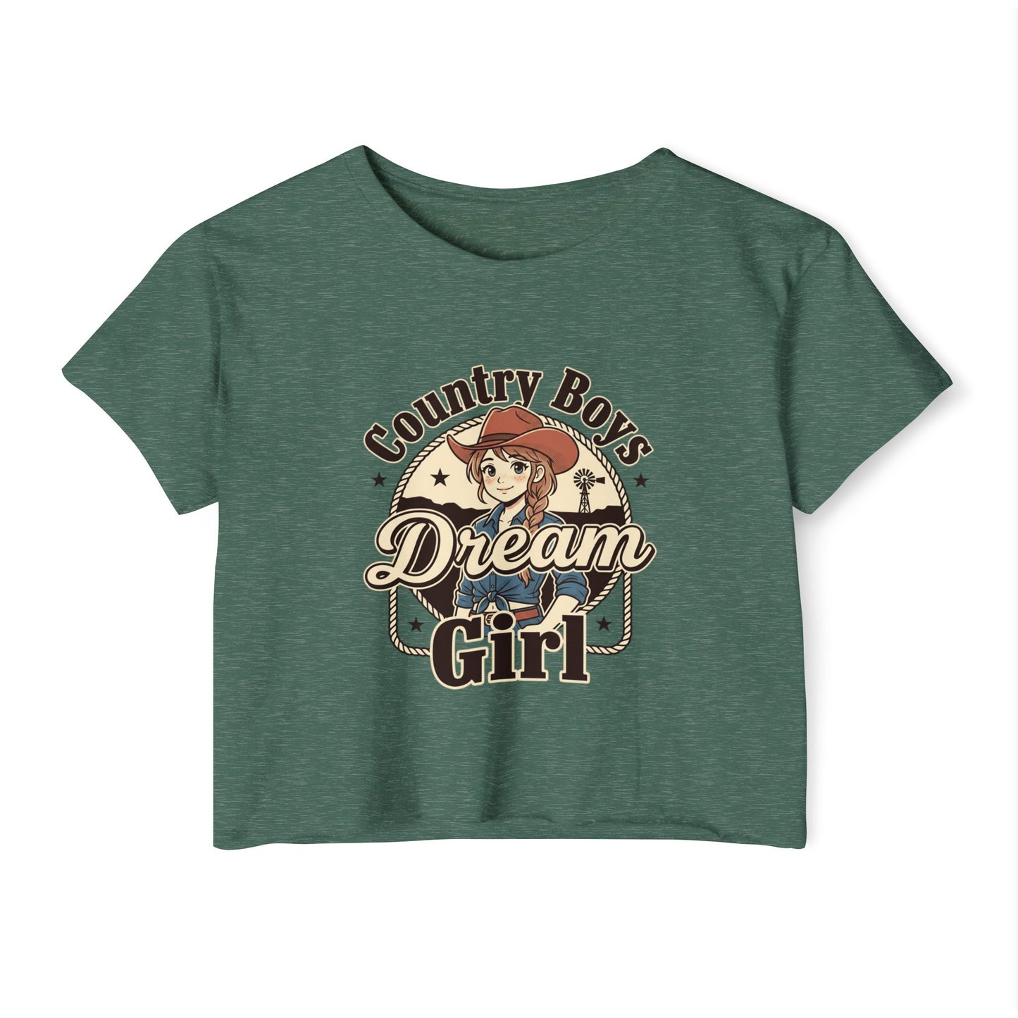 Country Boys Dream Girl Crop Top – Retro Cowgirl Festival Tee