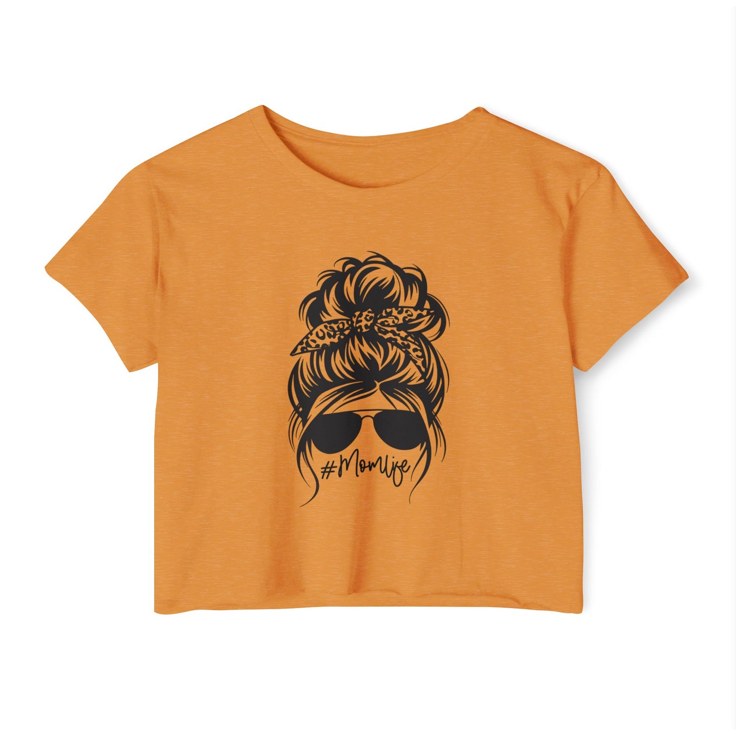 Mom Life Festival Crop Top — Messy Bun Sunglasses Graphic Tee
