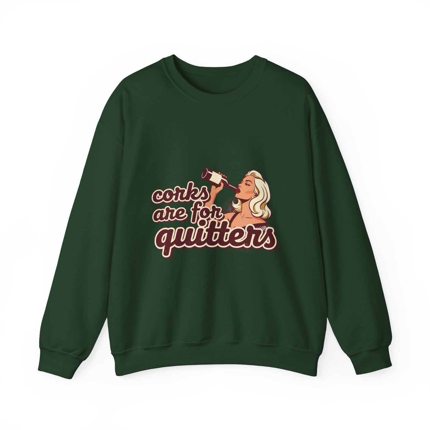 Corks Are For Quitters sweatshirt | Funny Retro Woman Drinking Design