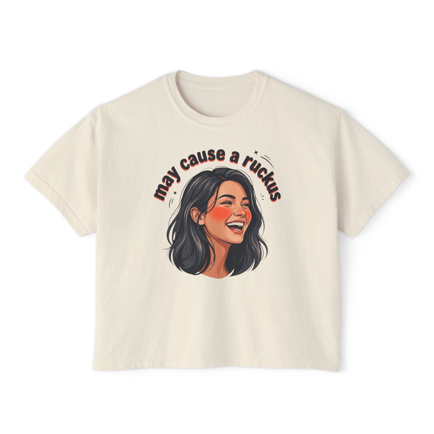 may cause a ruckus tee | laughing woman illustration