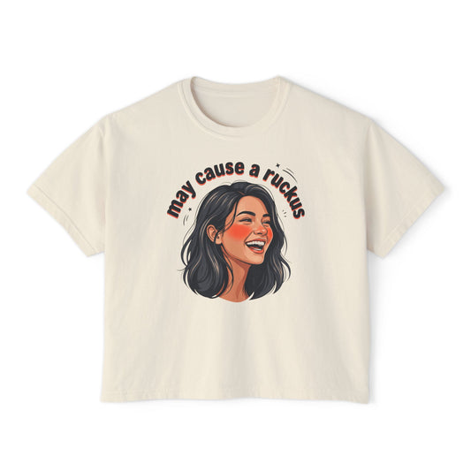 may cause a ruckus tee | laughing woman illustration