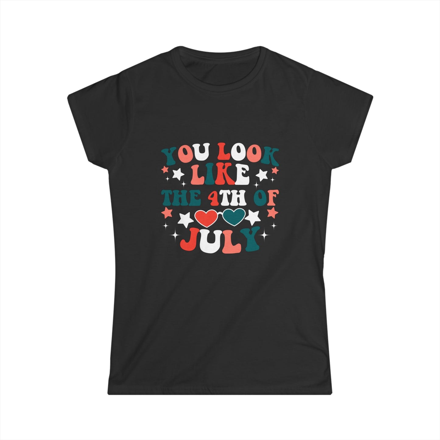Fourth of July Women’s Tee, Patriotic Softstyle T-Shirt, Summer Celebration Top, Independence Day Apparel, 4th of July Gift