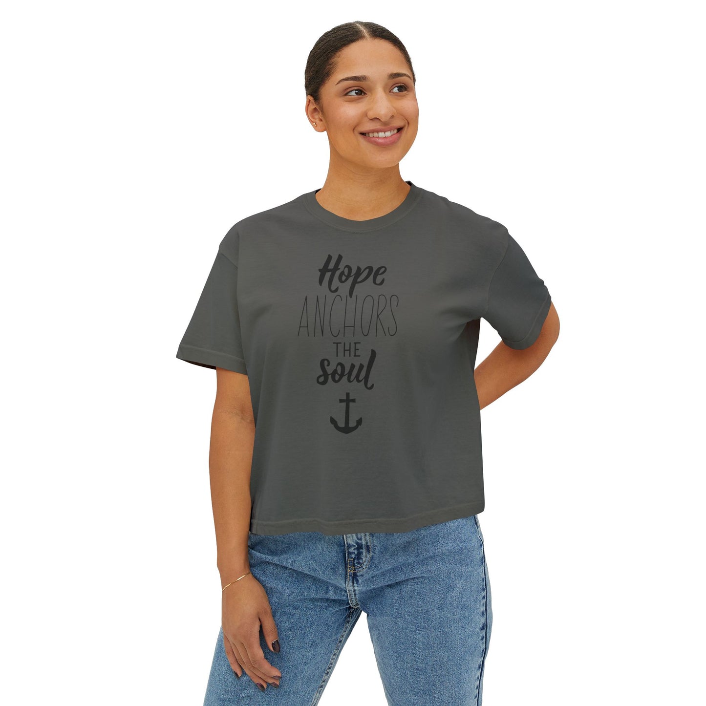 Hope Anchors the Soul Women's Boxy Tee, Cute Casual Top, Inspirational Shirt, Summer Tee, Gift for Her, Beach Style