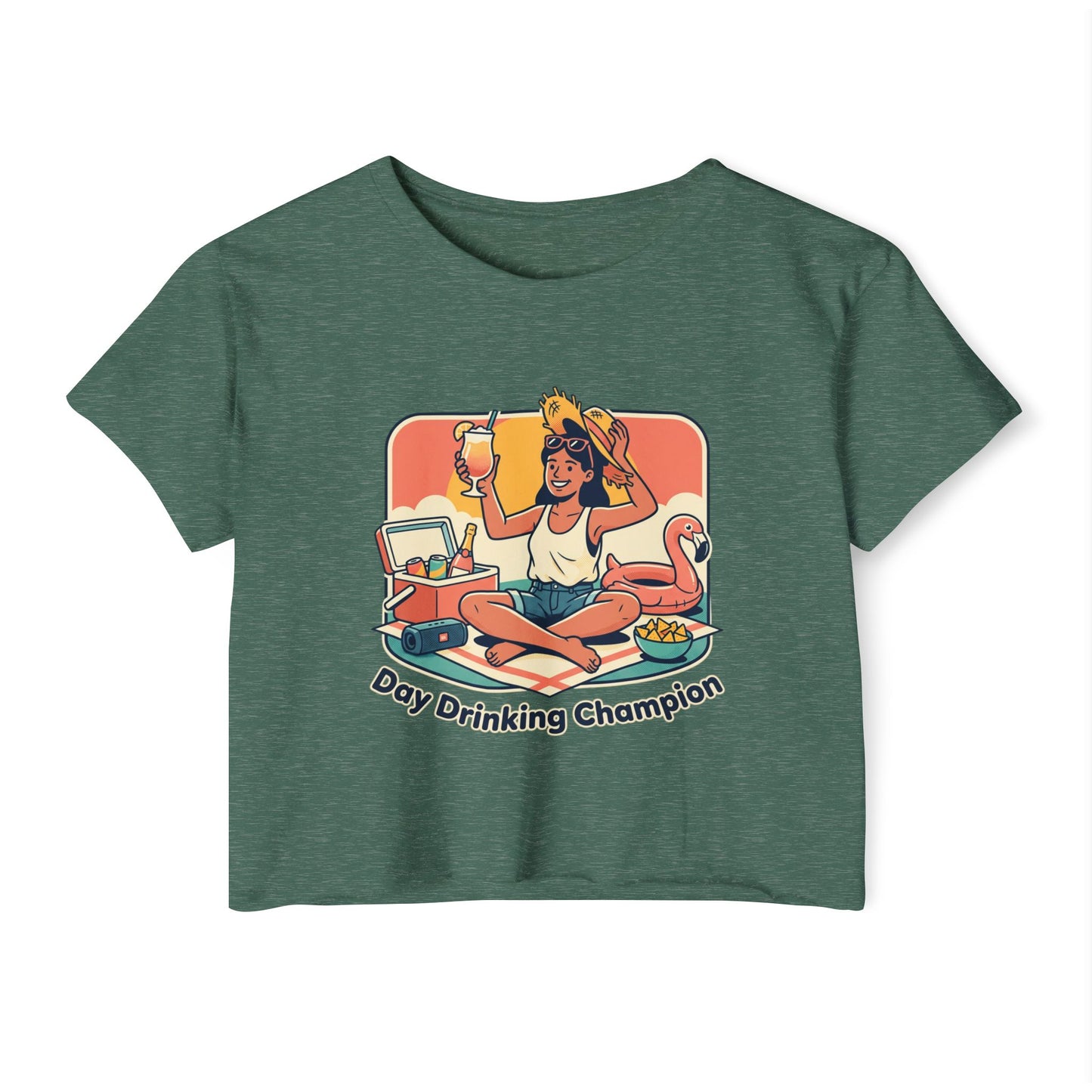 Day Drinking Champion Crop Top — Women's Festival Summer Tee