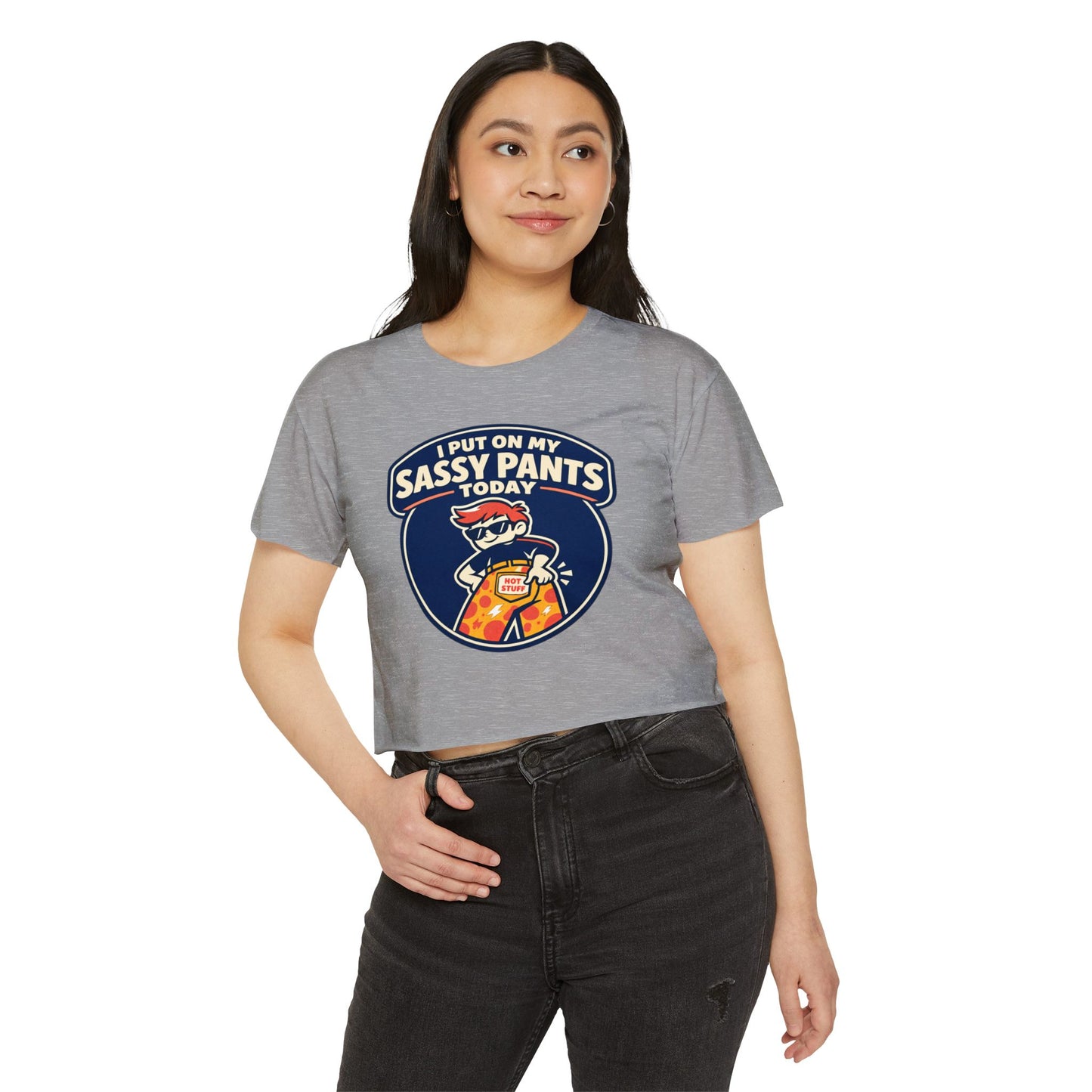 I Put On My Sassy Pants Today Crop Top | Retro Cartoon Sassy Pants Graphic