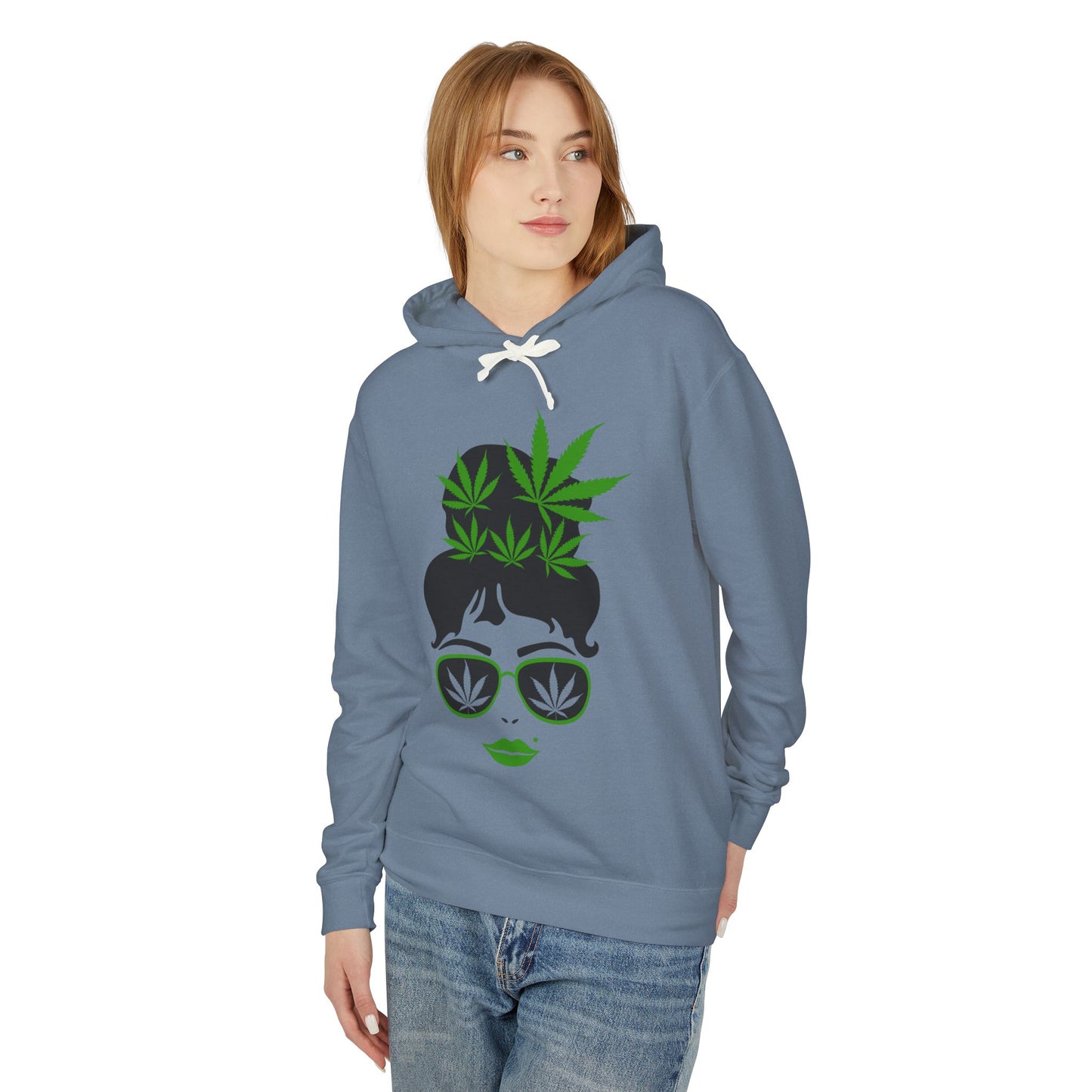 Chic Cannabis Graphic Hoodie - Cozy Unisex Lightweight Sweatshirt for Relaxation and Style