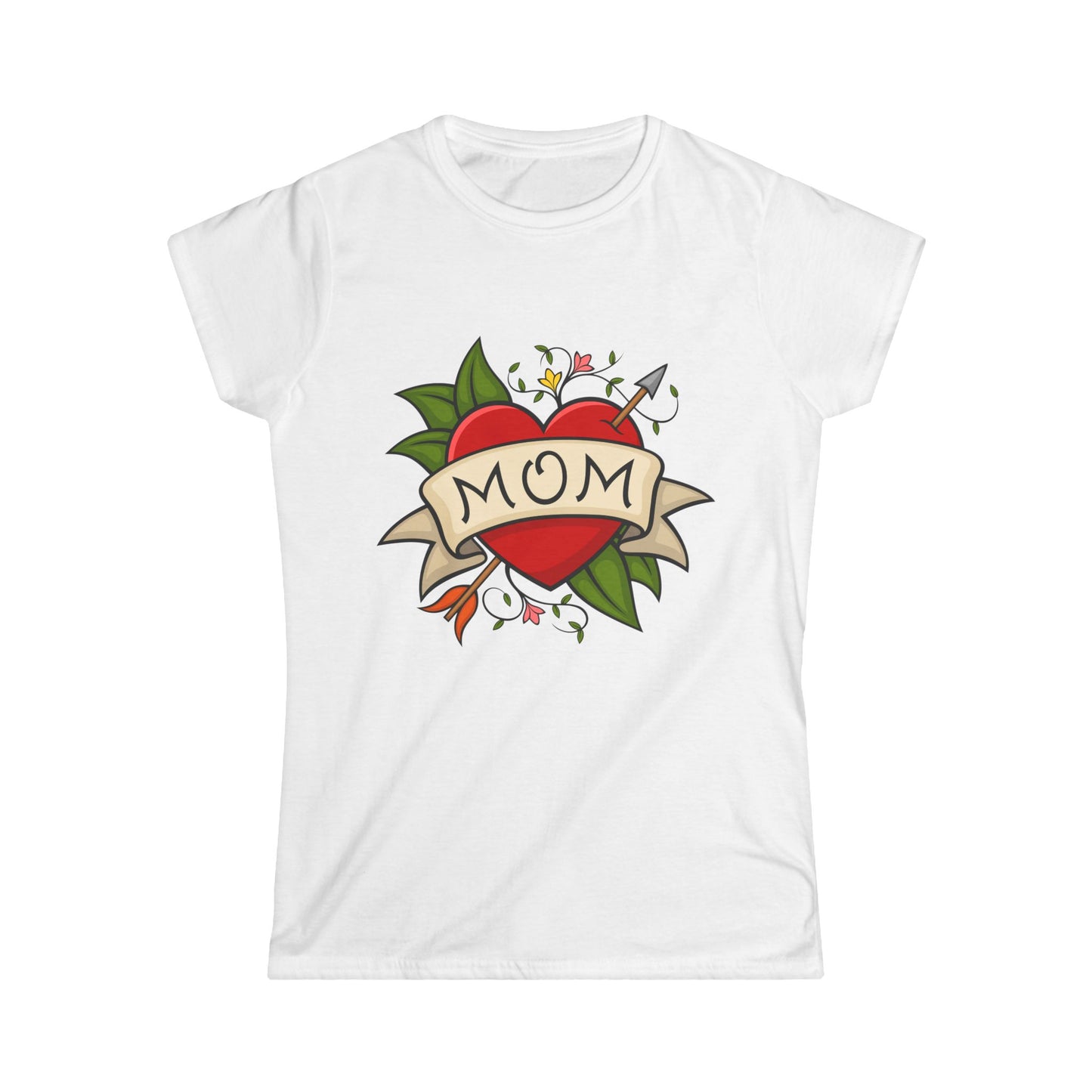 Mom Heart Banner Tee | Tattoo Style Mother's Day Shirt