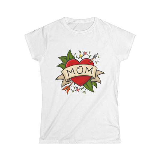 Mom Heart Banner Tee | Tattoo Style Mother's Day Shirt