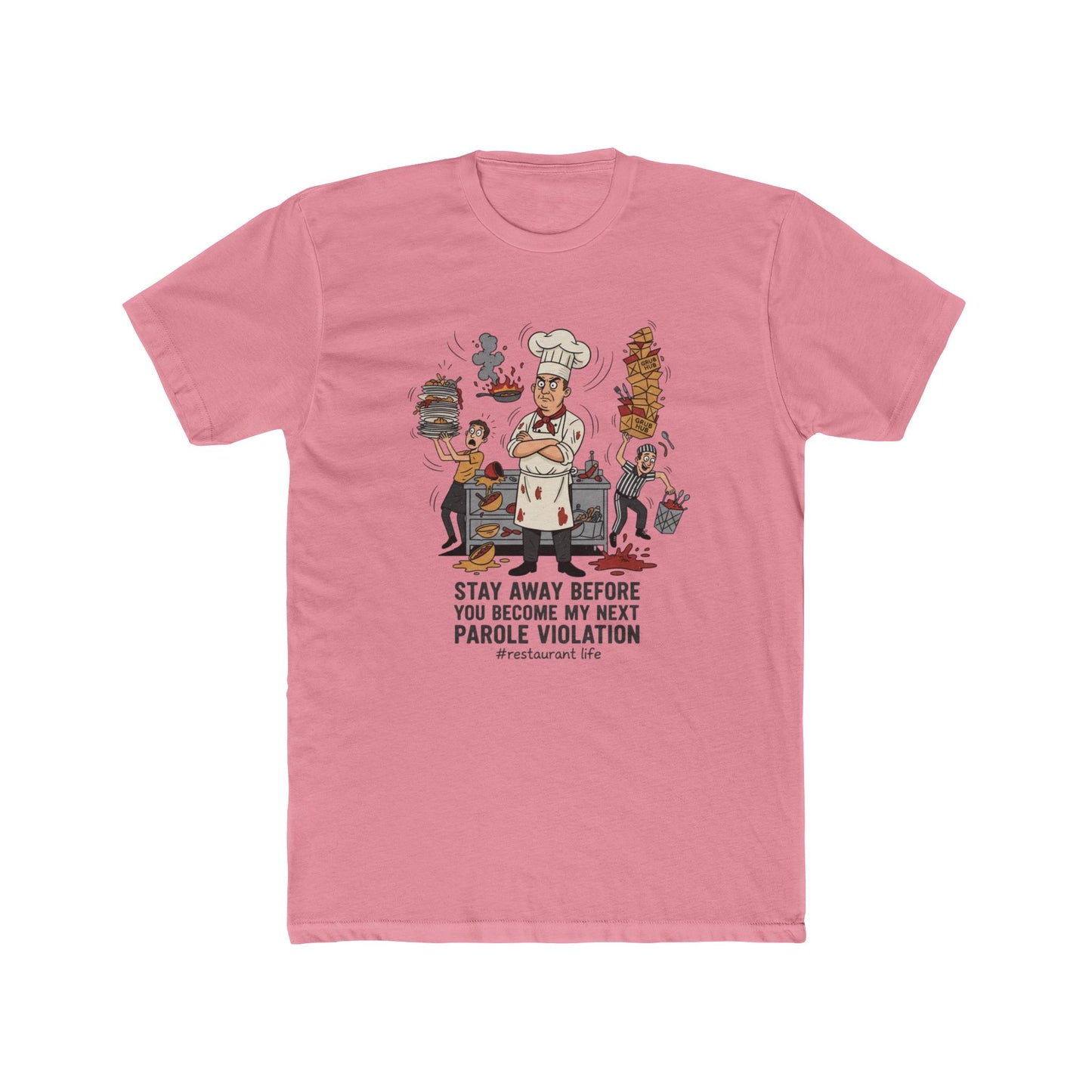 Chef Funny T‑Shirt — "Stay Away Before You Become My Next Parole Violation" Cooking Humor Tee