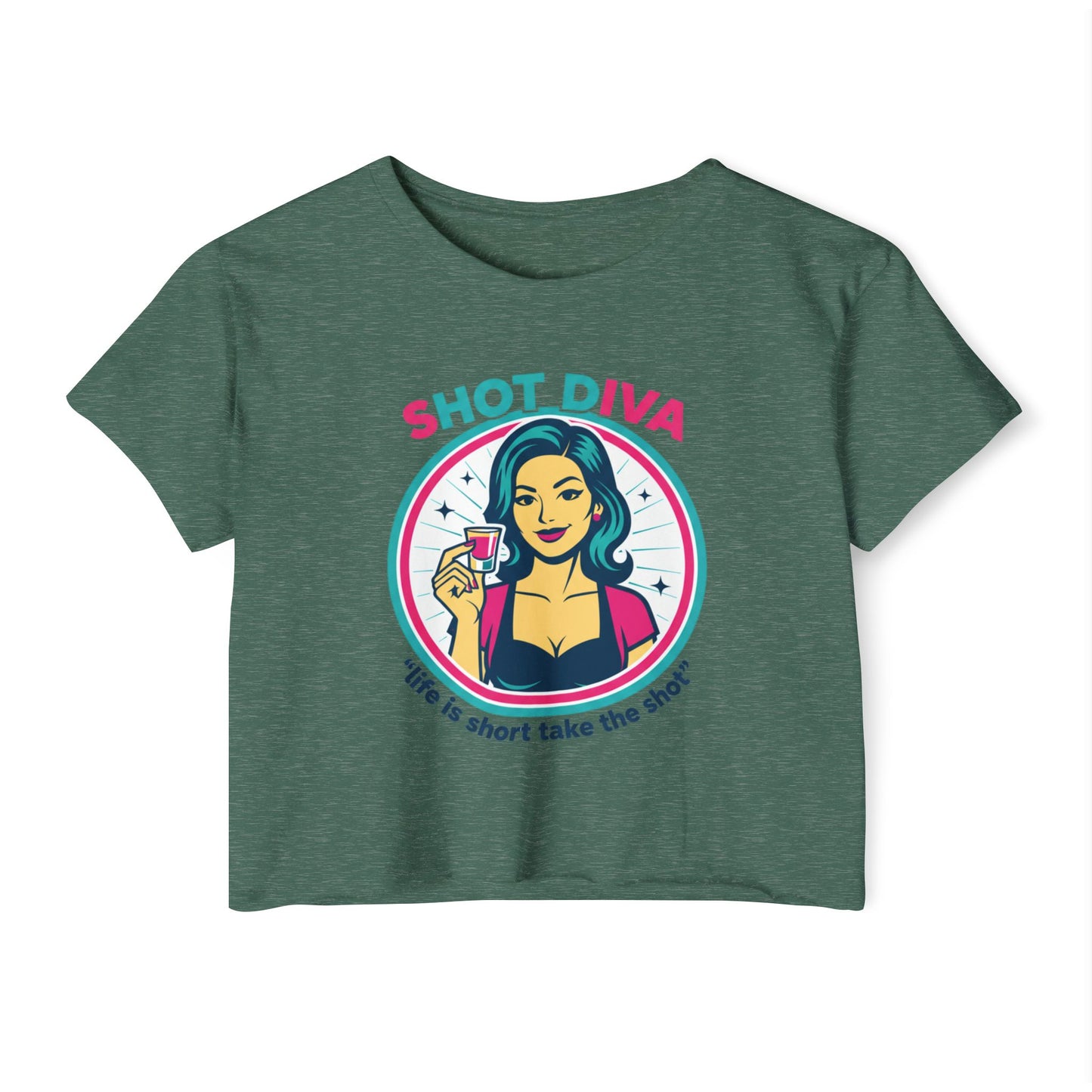 Shot Diva Bartender Crop Top | Festival Bartender Graphic