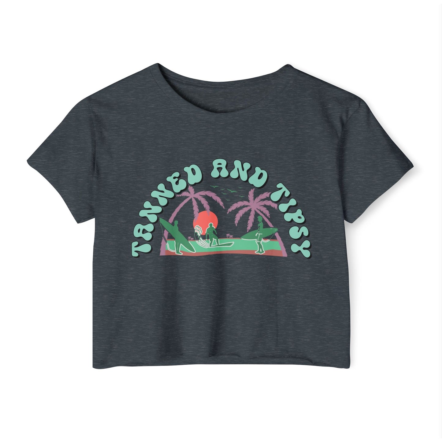 Tanned and Tipsy Women’s Festival Crop Top, Summer Vibe Shirt, Boho Style Tee, Beach Party Essential, Concert Outfit, Vacation Fashion