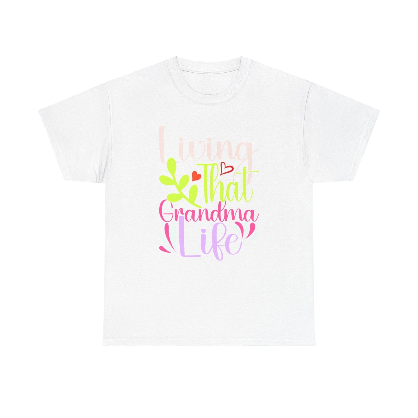 Living That Grandma Life Unisex Heavy Cotton Tee, Gift for Grandma, Cute Family Shirt, Mother's Day Tee, Casual Everyday Wear