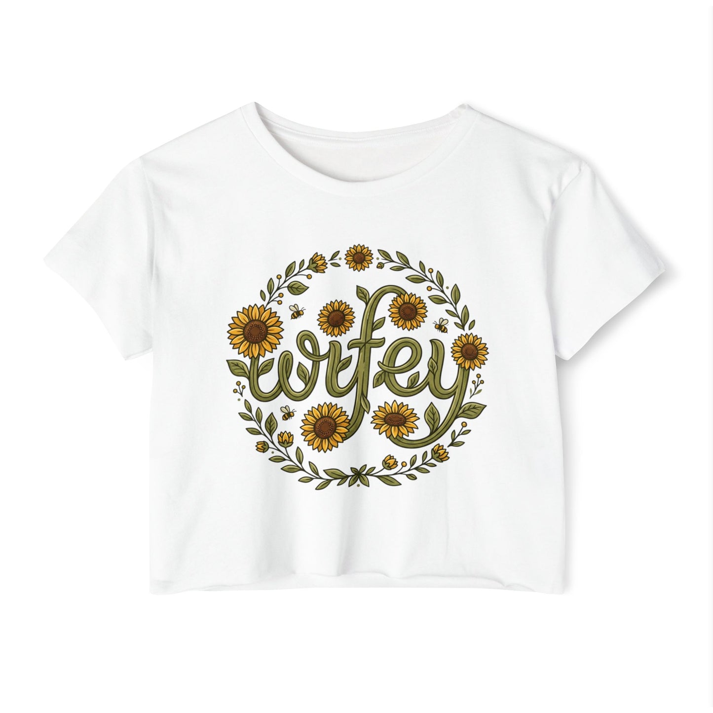 Wifey Sunflower Crop Top — Floral Bridal Festival Tee