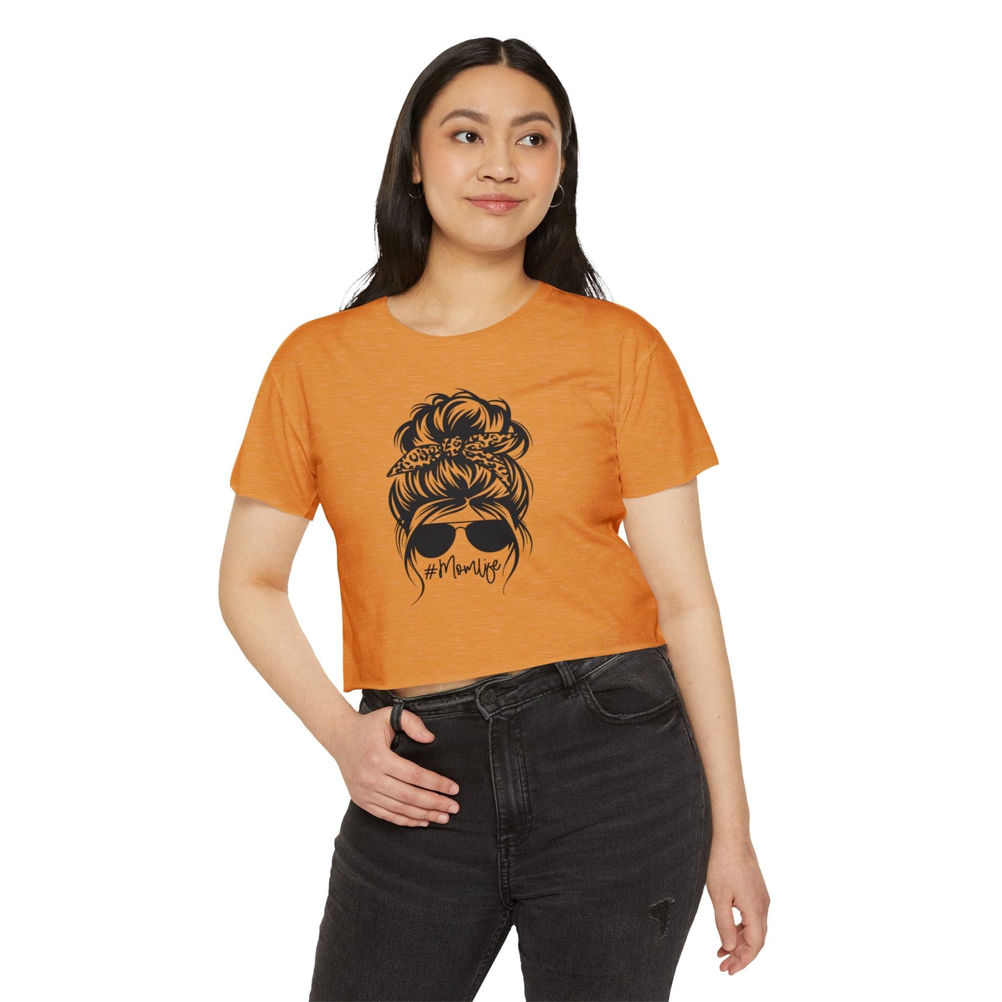 Mom Life Festival Crop Top — Messy Bun Sunglasses Graphic Tee