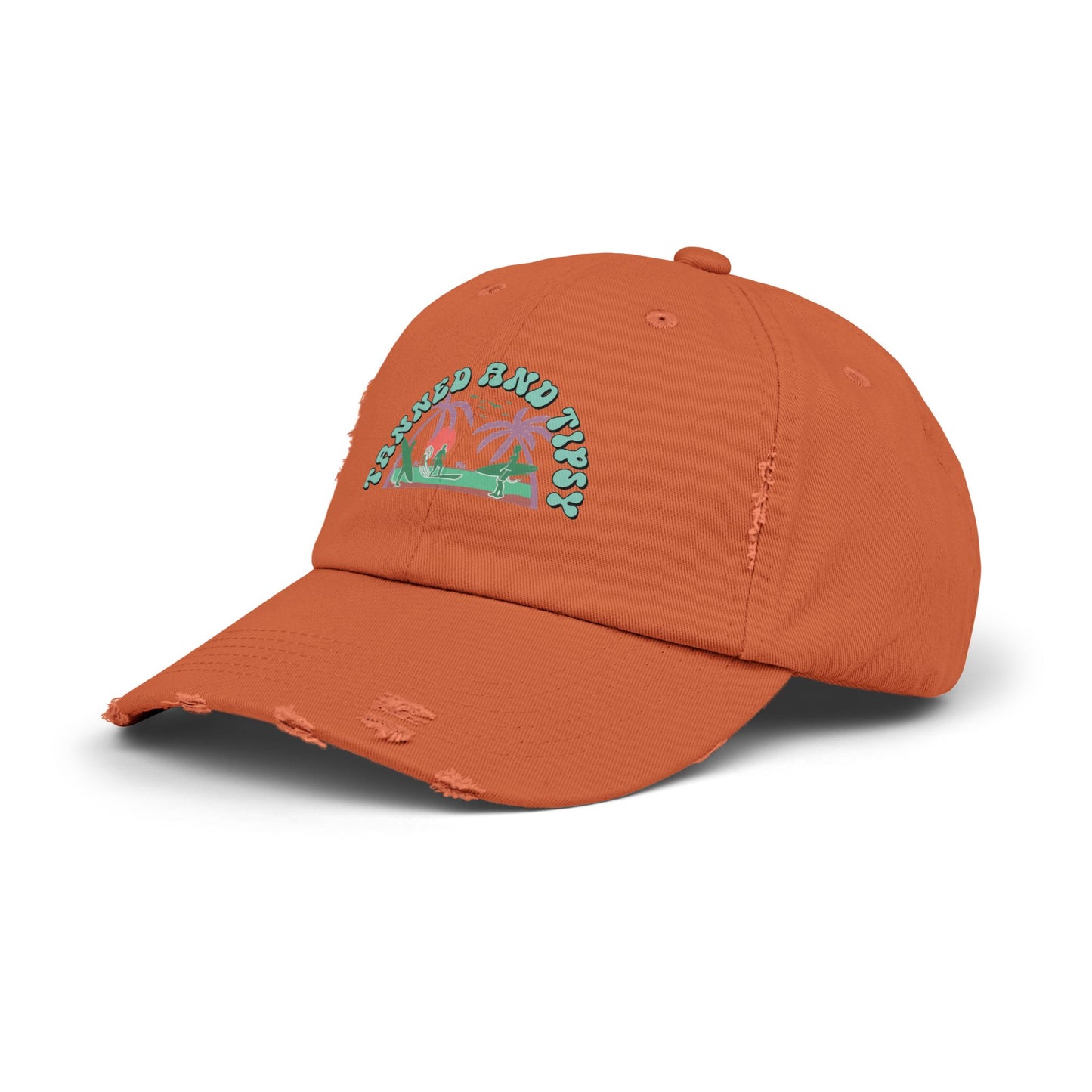 Tropical Vibes Distressed Cap, Unisex Relaxed Hat, Trendy Summer Fashion, Beachwear Accessory, Gift for Travelers, Casual Daily Wear