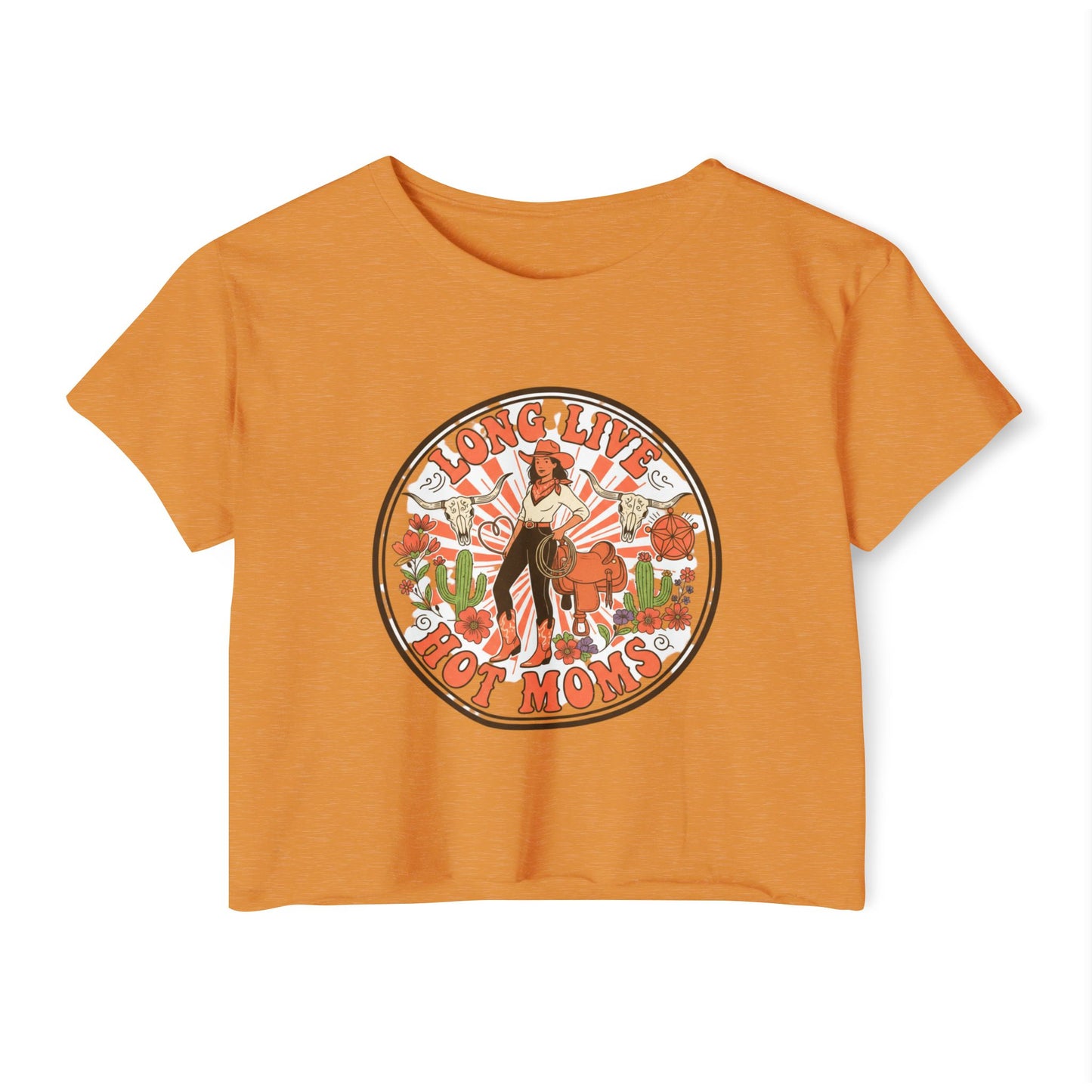 Long Live Hot Moms Crop Top | Retro Floral Pinup Mom Design, mom tee