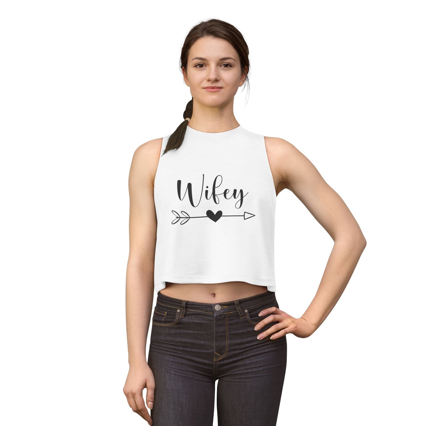 Wifey Crop Top — Cute Bridal Heart Arrow Tank for Brides, Bachelorette & Wedding Gifts