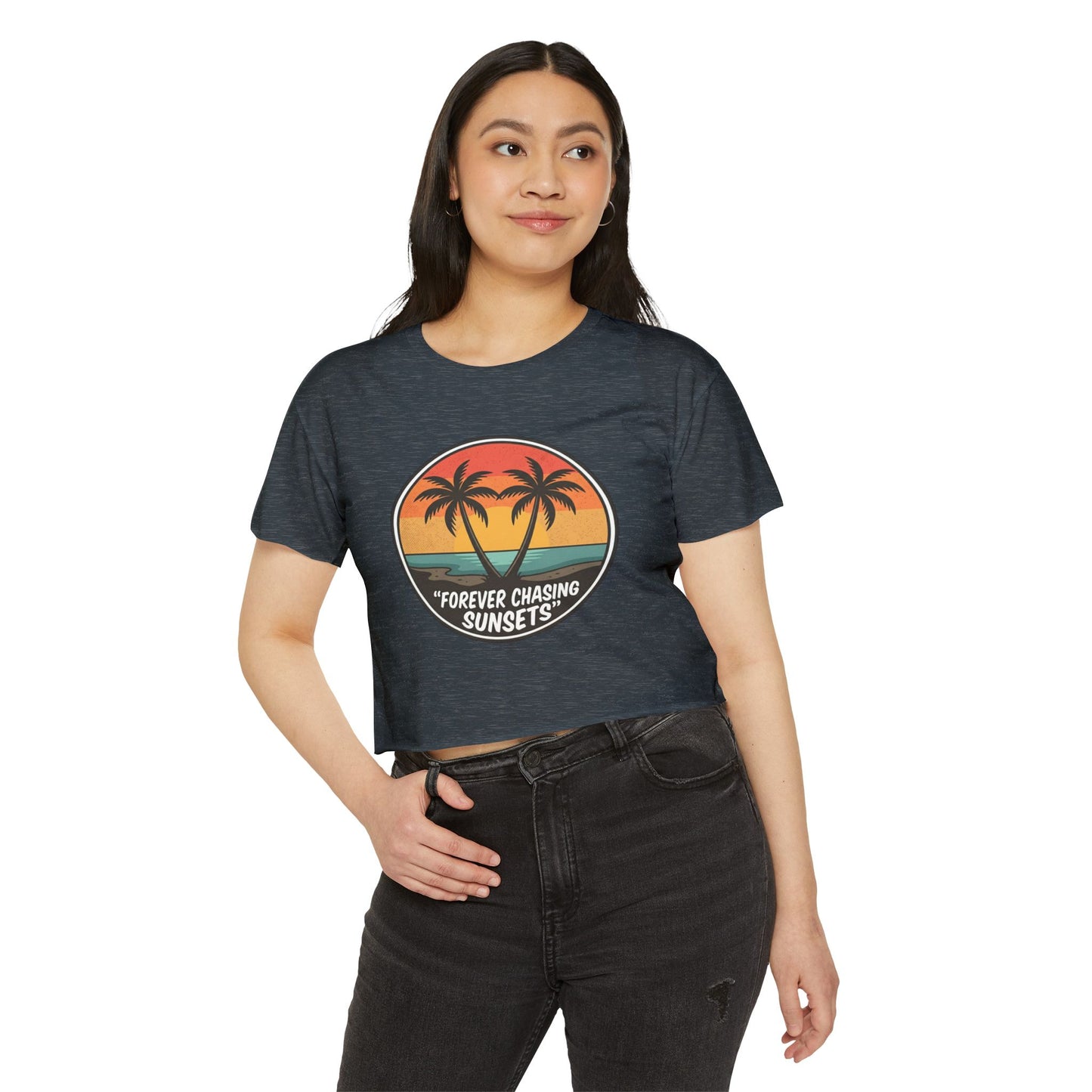 Forever Chasing Sunsets Crop Top - Vintage Palm Beach Festival Tee