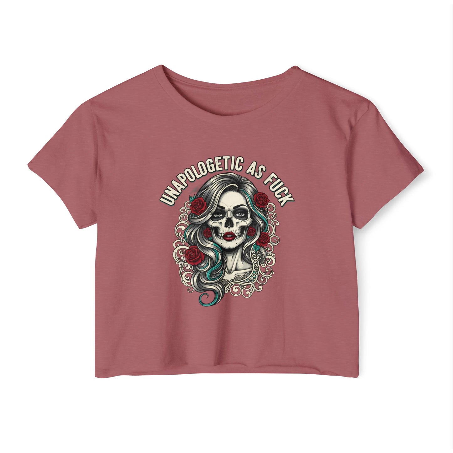 Unapologetic As Fuck Skull Girl Crop Top | Day of the Dead Floral, crop top