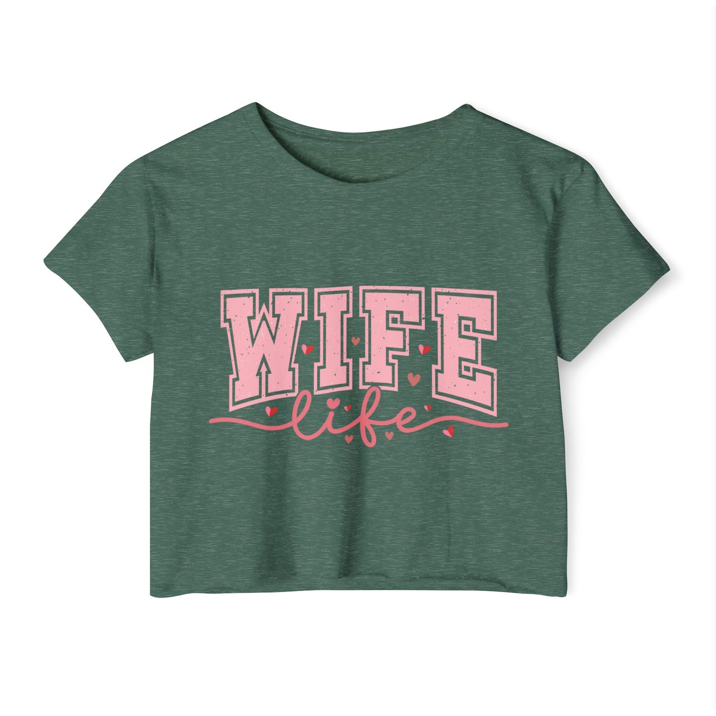 Wife Life Crop Top — Pink Retro Varsity "WIFE life" Festival Tee