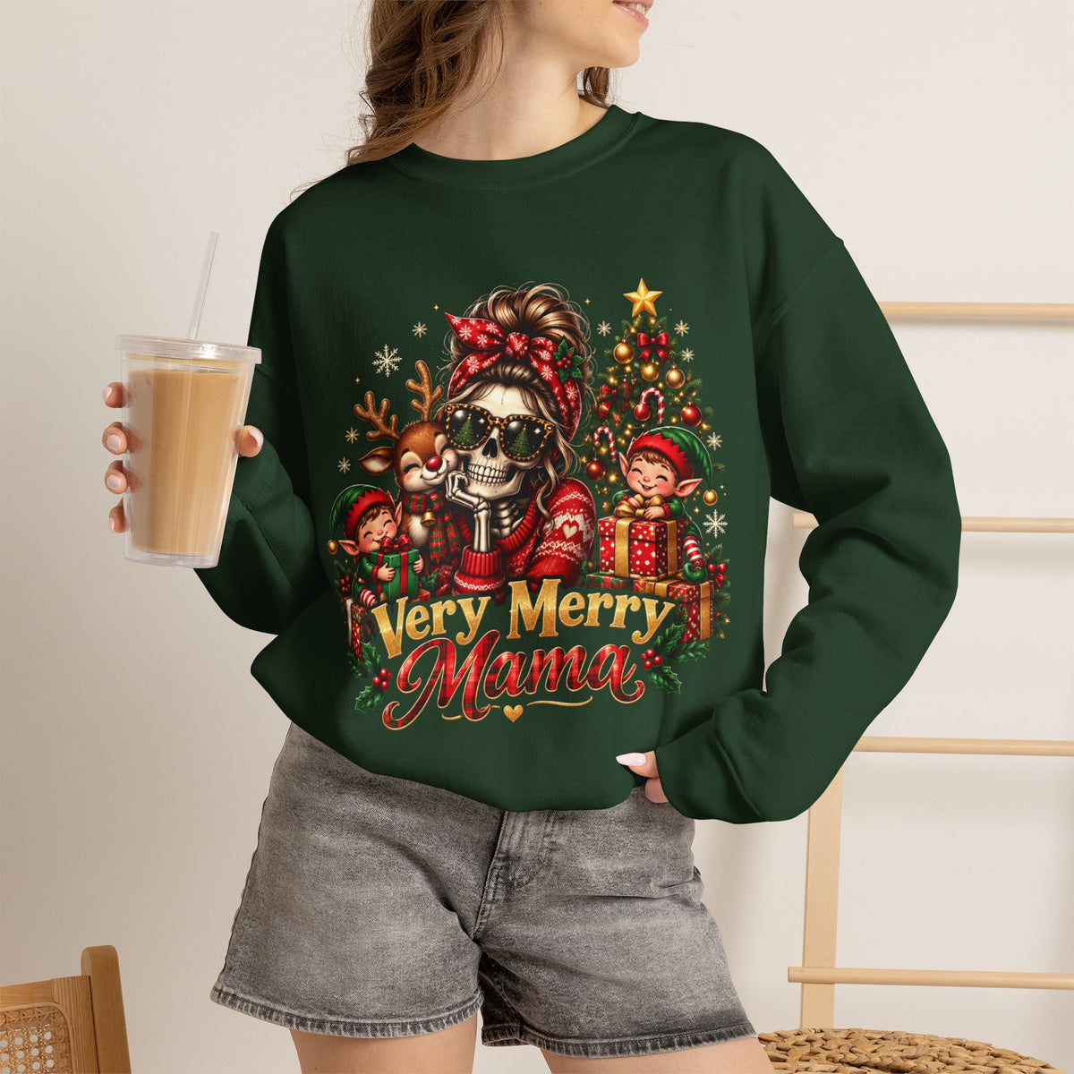 Very Merry Mama Christmas Family Design Sweatshirt