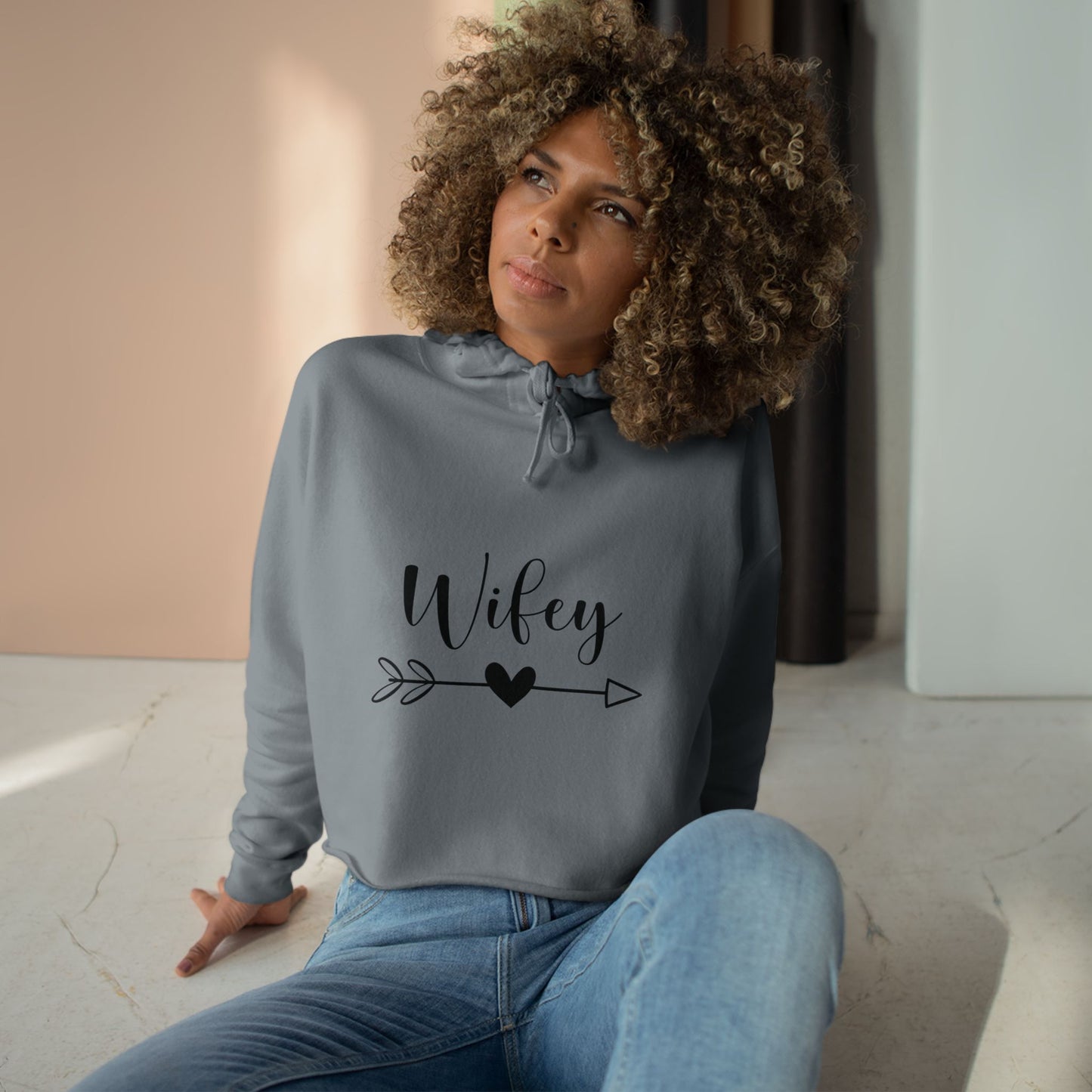 Wifey script with heart arrow Crop Hoodie | Bridal, Bachelorette