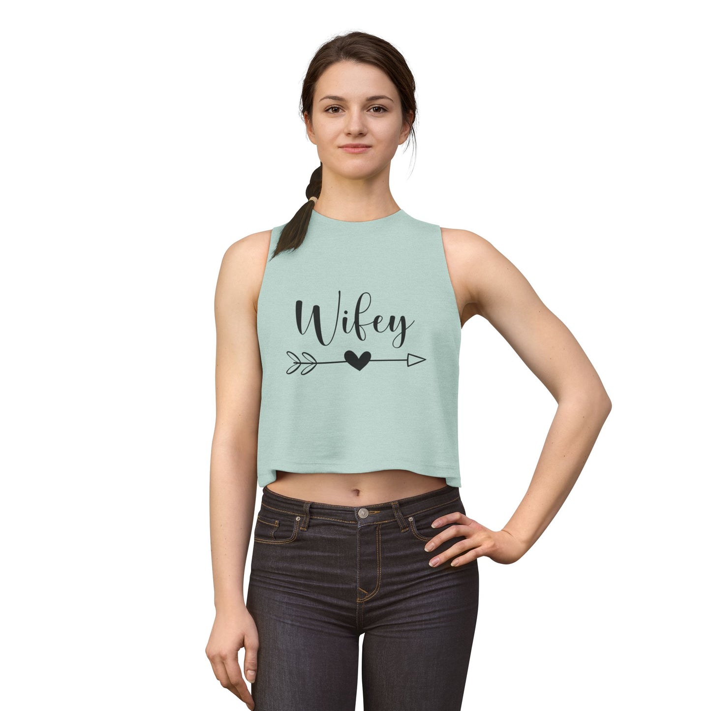 Wifey Crop Top — Cute Bridal Heart Arrow Tank for Brides, Bachelorette & Wedding Gifts