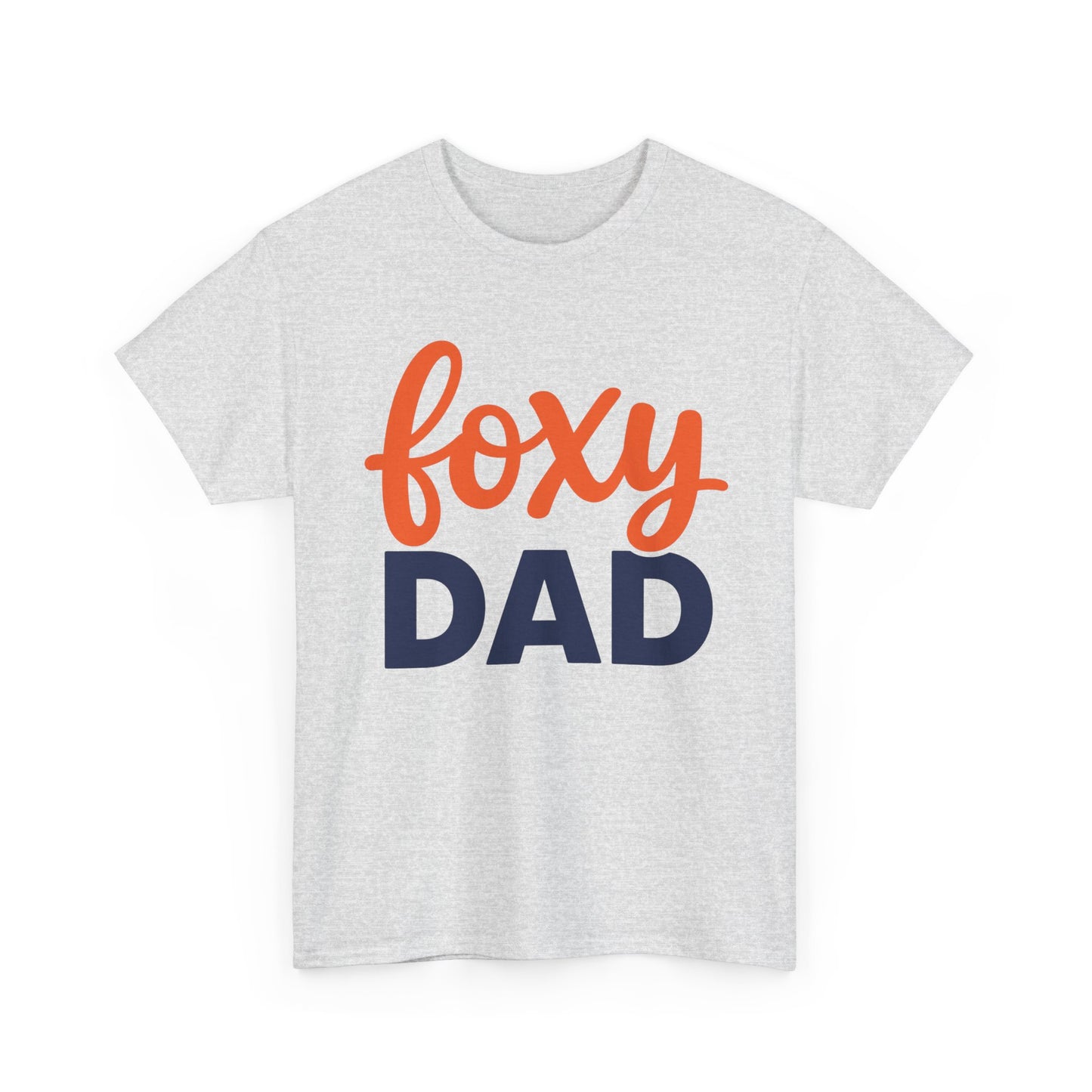 Foxy Dad T-Shirt | Dad Typography Tee, Orange Script Navy Bold