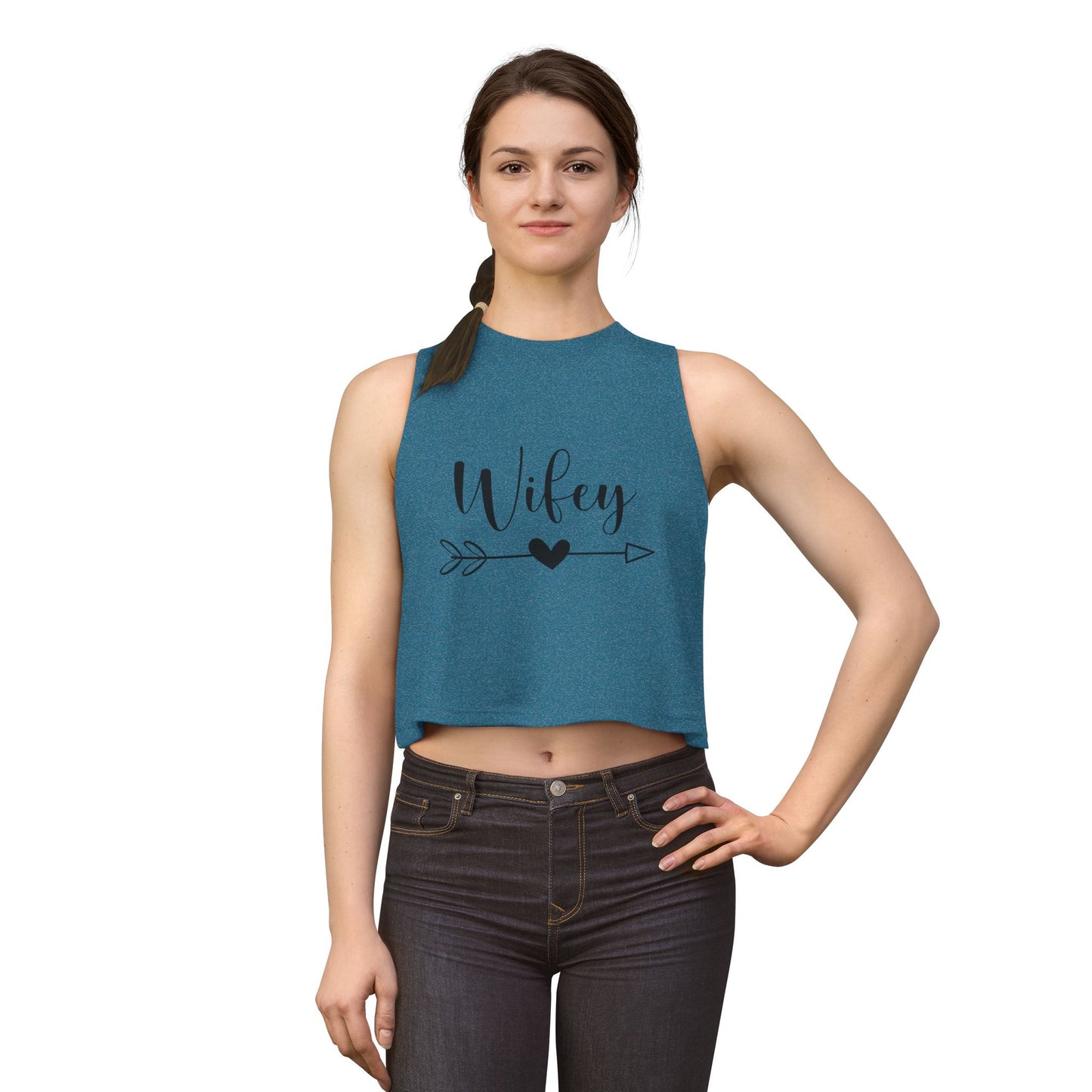Wifey Crop Top — Cute Bridal Heart Arrow Tank for Brides, Bachelorette & Wedding Gifts