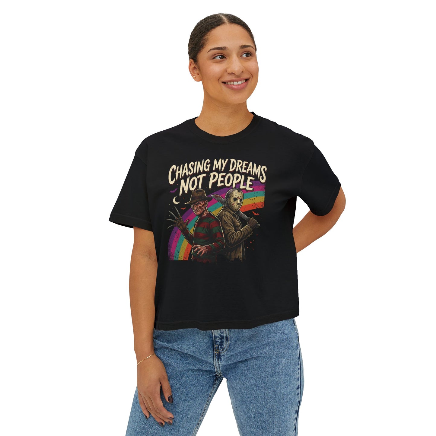 Chasing My Dreams Not People Graphic Tee | Horror Rainbow Design
